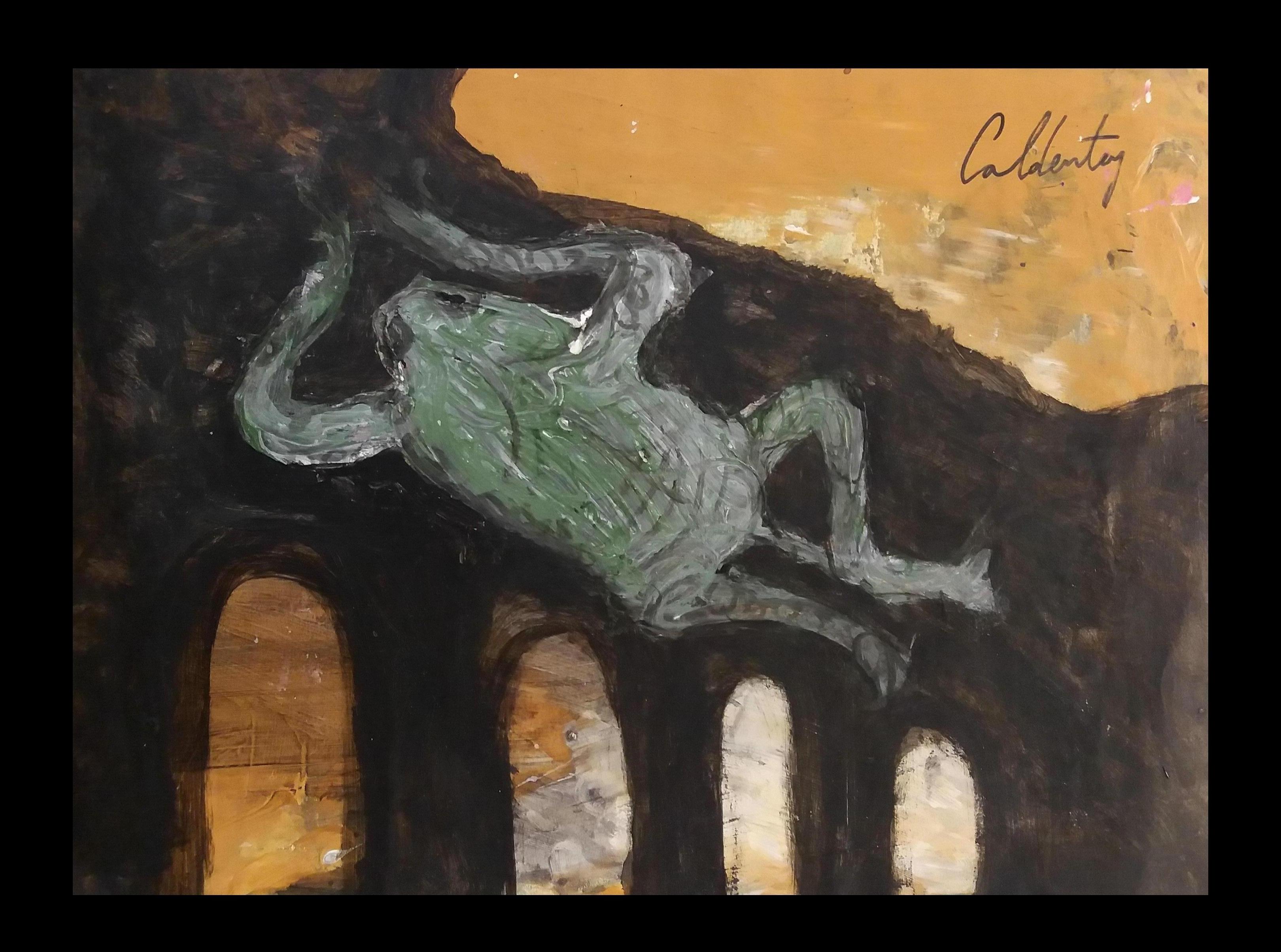 Caldentey 10 serie Mallorca original neo figurative Acryl Papier Malerei – Painting von Toni CALDENTEY