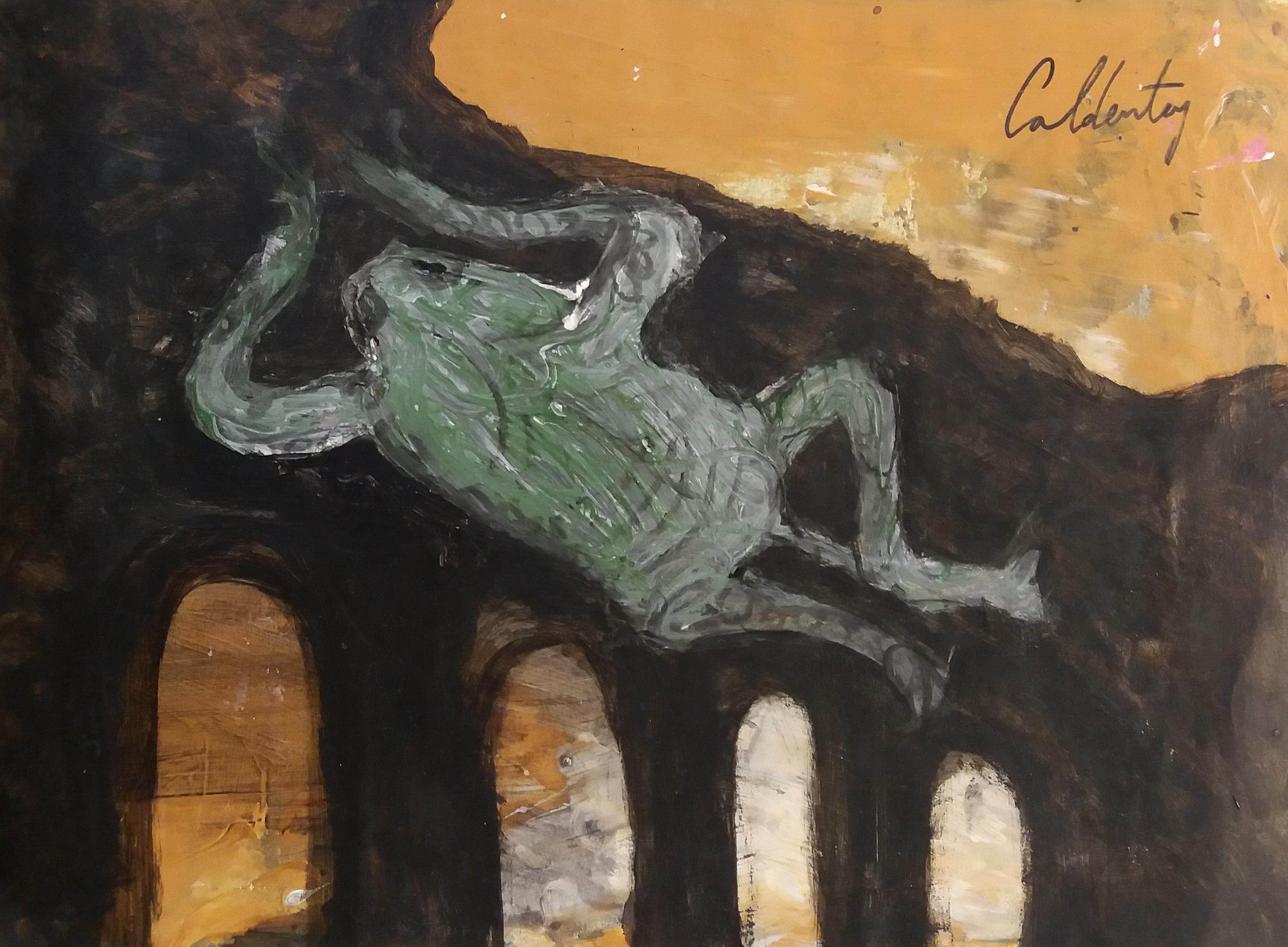 Caldentey 10 serie Mallorca original neo figurative Acryl Papier Malerei (Neue Wilde), Painting, von Toni CALDENTEY