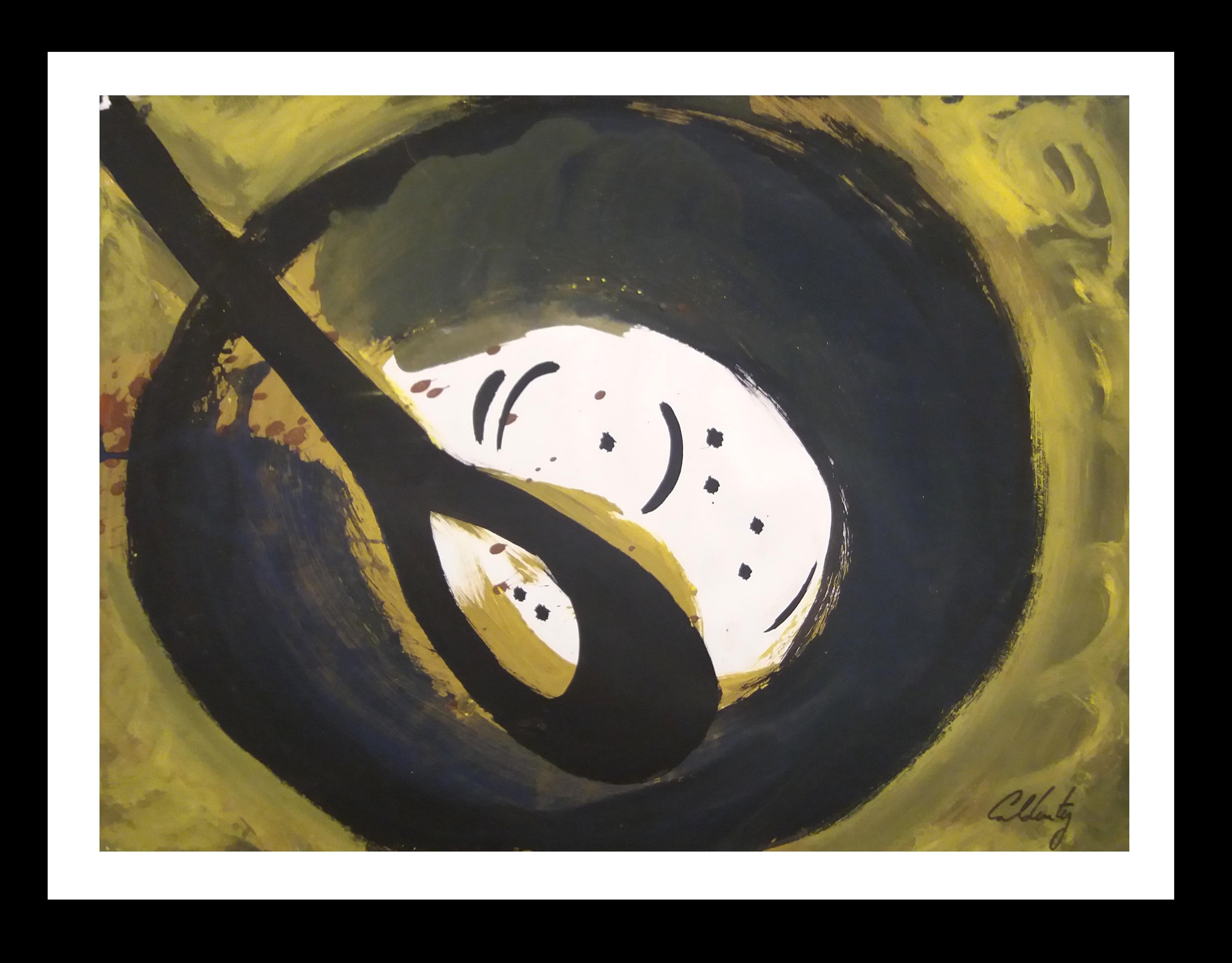 Toni CALDENTEY Abstract Painting - Caldentey   Spoon and Plate original neo figurative acrylic paper 