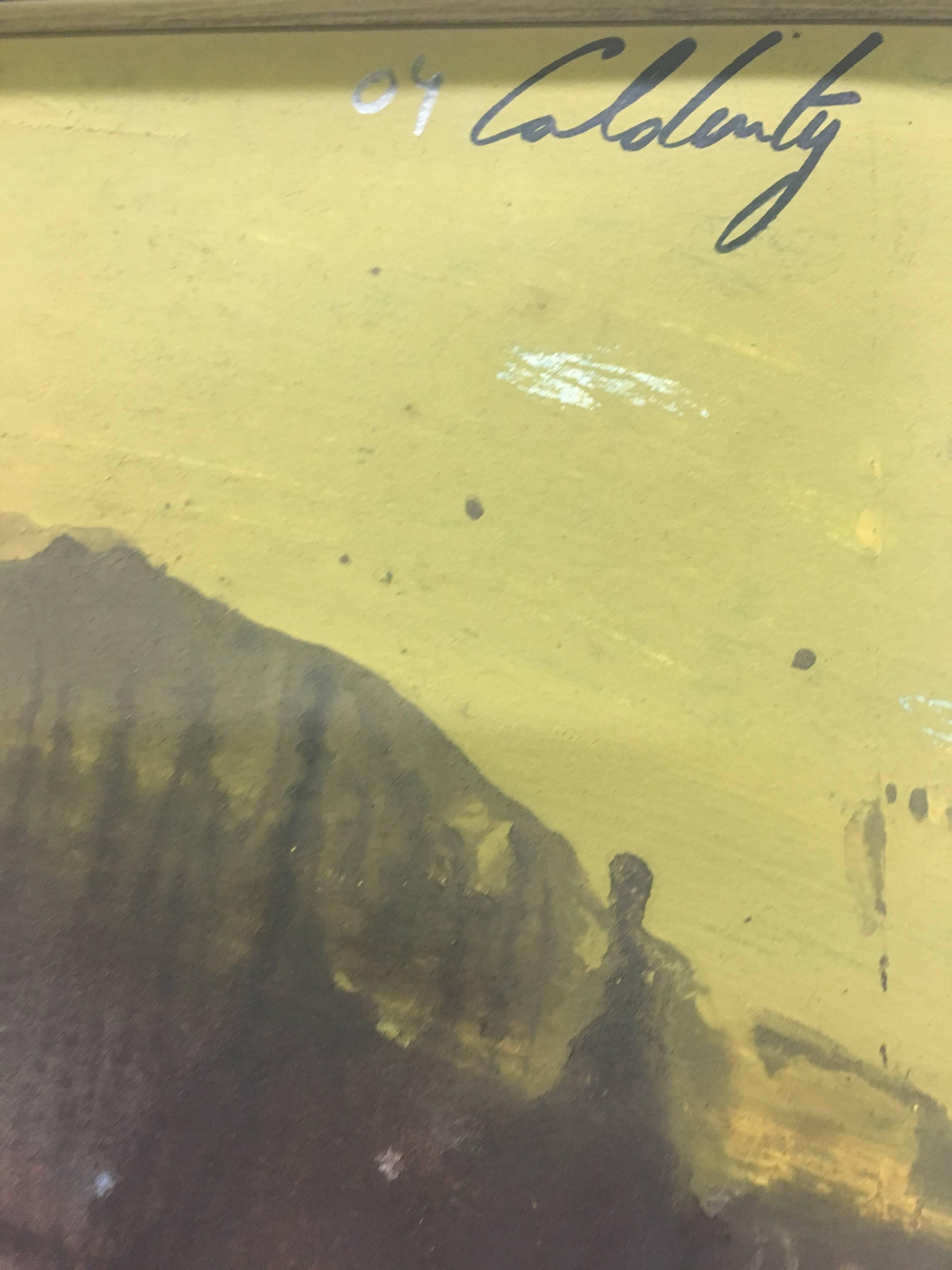 Caldentey  15 Kleines grünes und schwarzes original neo-expressionistisches Acryl (Braun), Abstract Painting, von Toni CALDENTEY