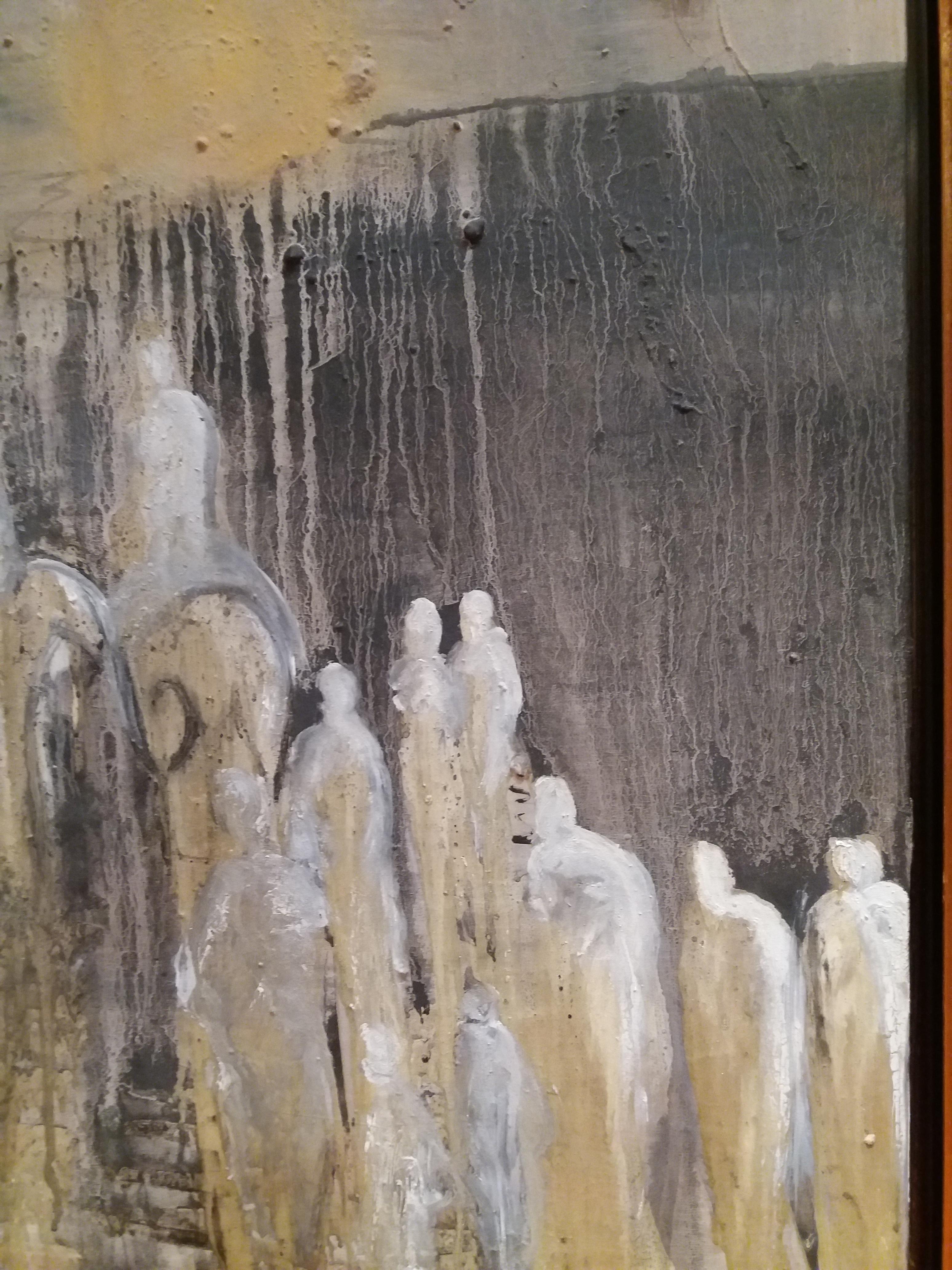 Caldentey  Vertical Grey  Characters  Original Neo-expressionist Acrylic  For Sale 1