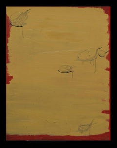 Caldentey Senkrecht Gold- und Schwarzes Gelb Original. neoexpressionistisch