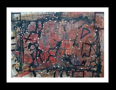 Caldentey  Peinture acrylique néo-expressionniste originale rouge et noire