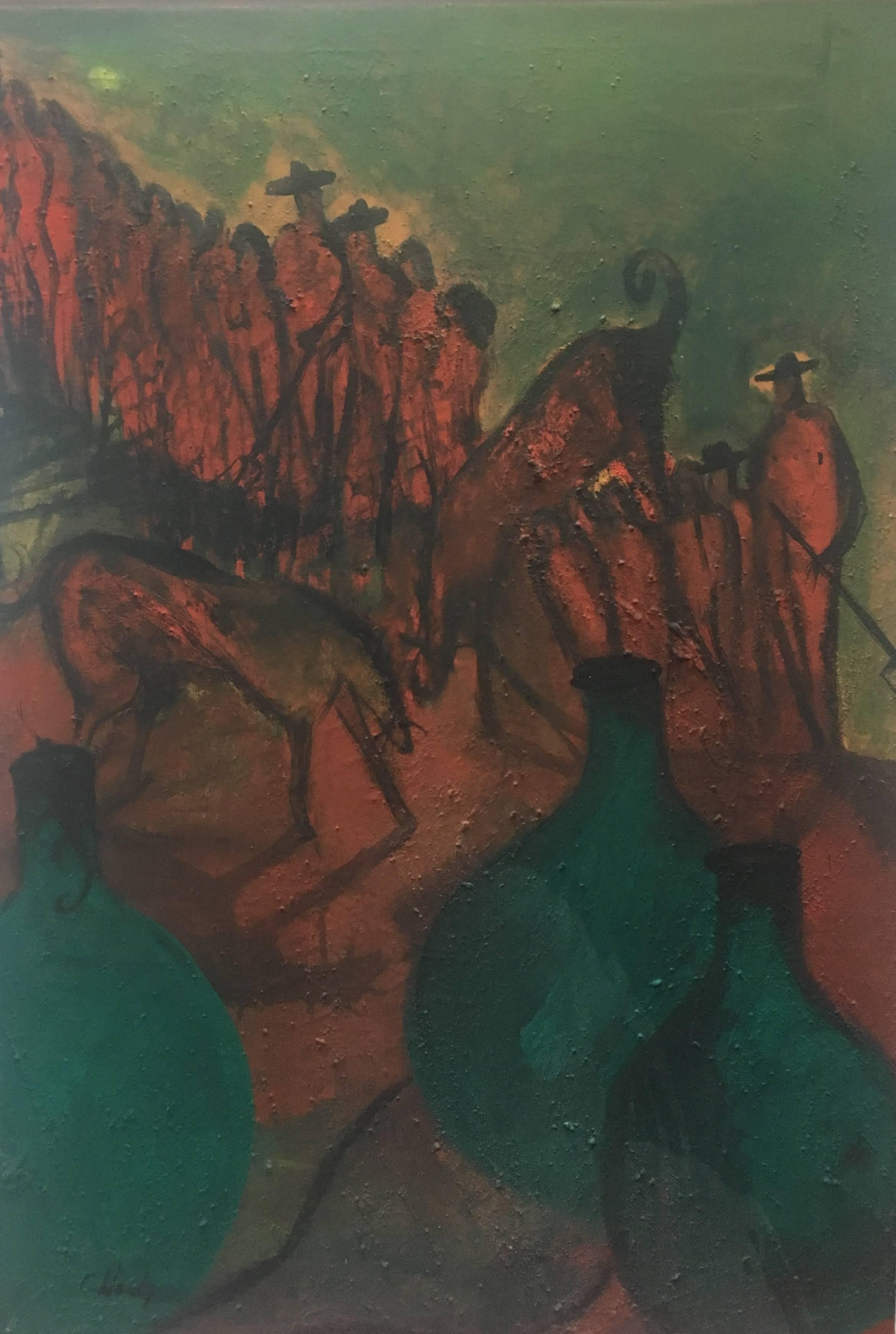 Caldentey  Messico II Greene & Greene verticale   pittura acrilica neo-espressionista - Painting di Toni CALDENTEY