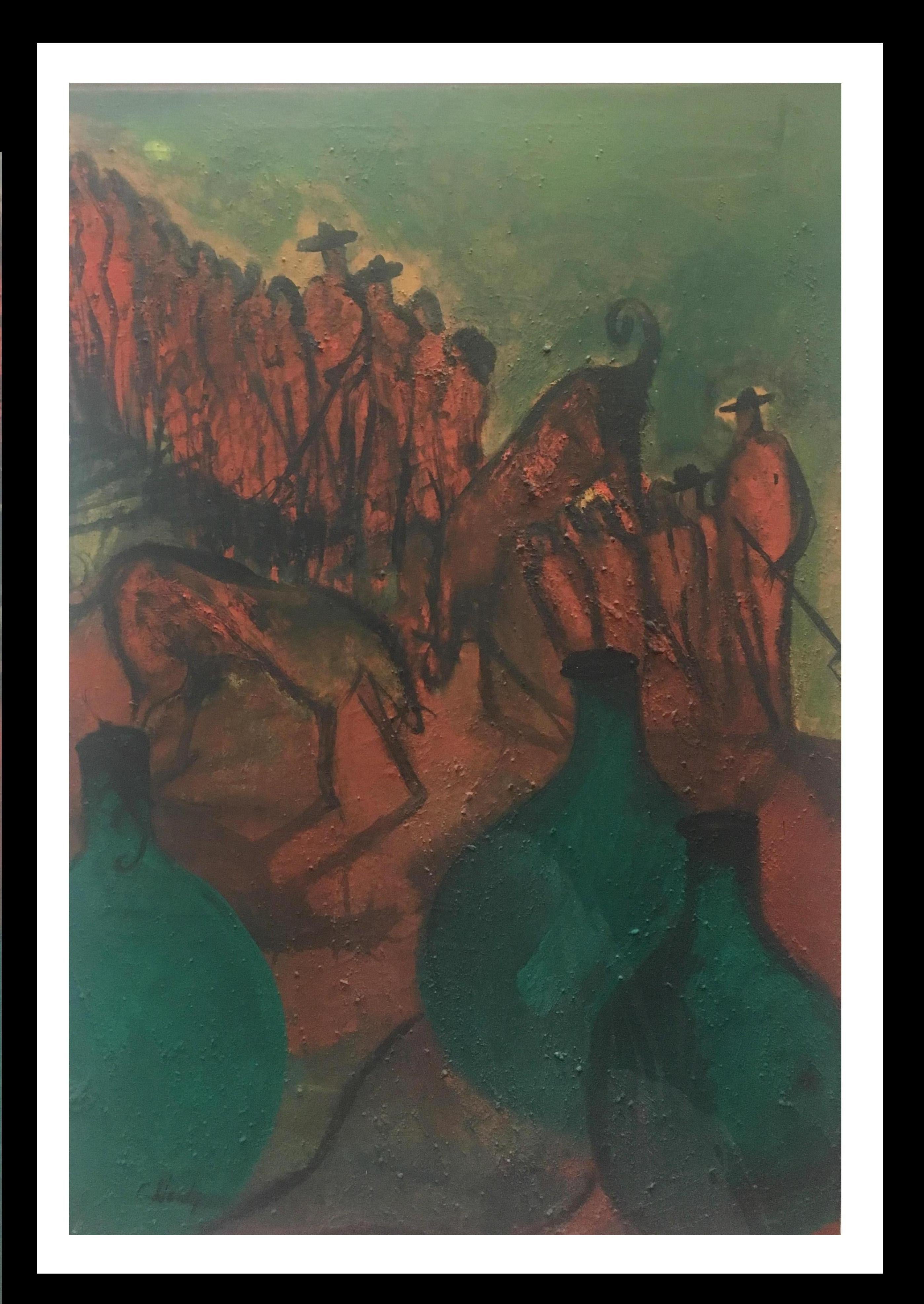 Abstract Painting di Toni CALDENTEY - Caldentey  Messico II Greene & Greene verticale   pittura acrilica neo-espressionista