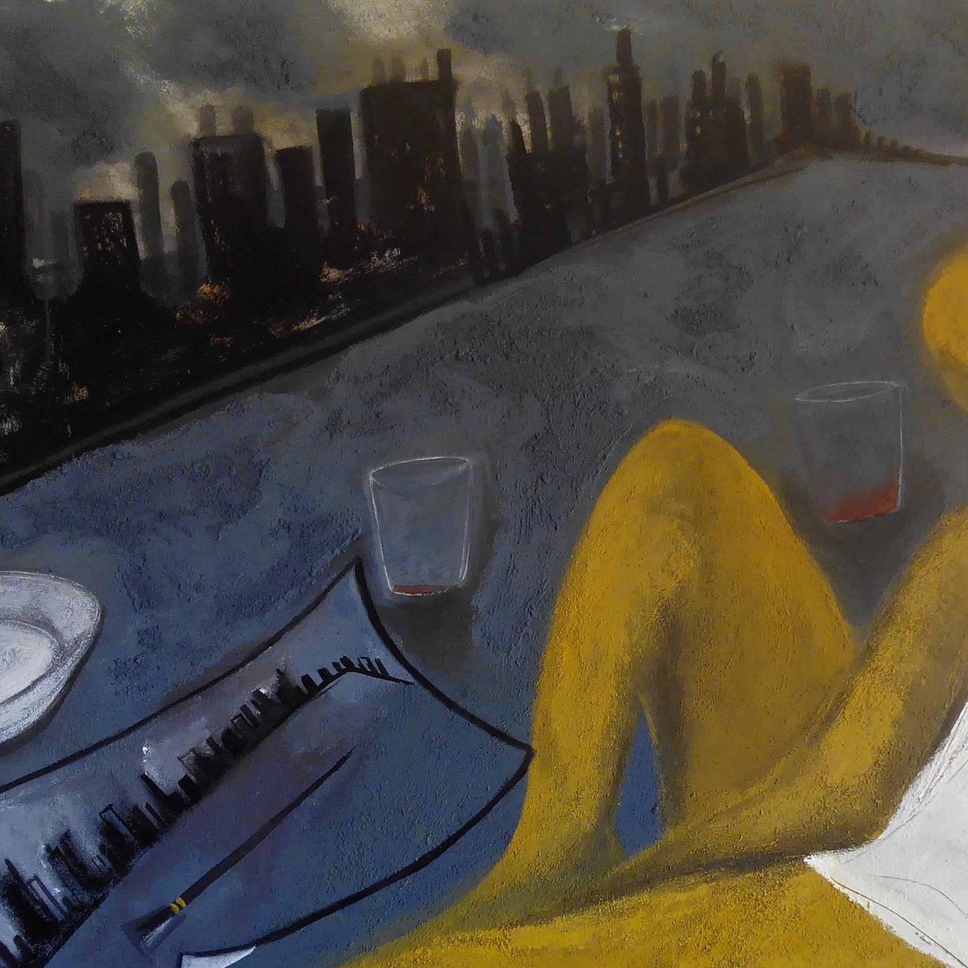 Caldentey  6 Blau  Golden sehr groß  original neo-expressionistisches Acrylgemälde (Schwarz), Abstract Painting, von Toni CALDENTEY