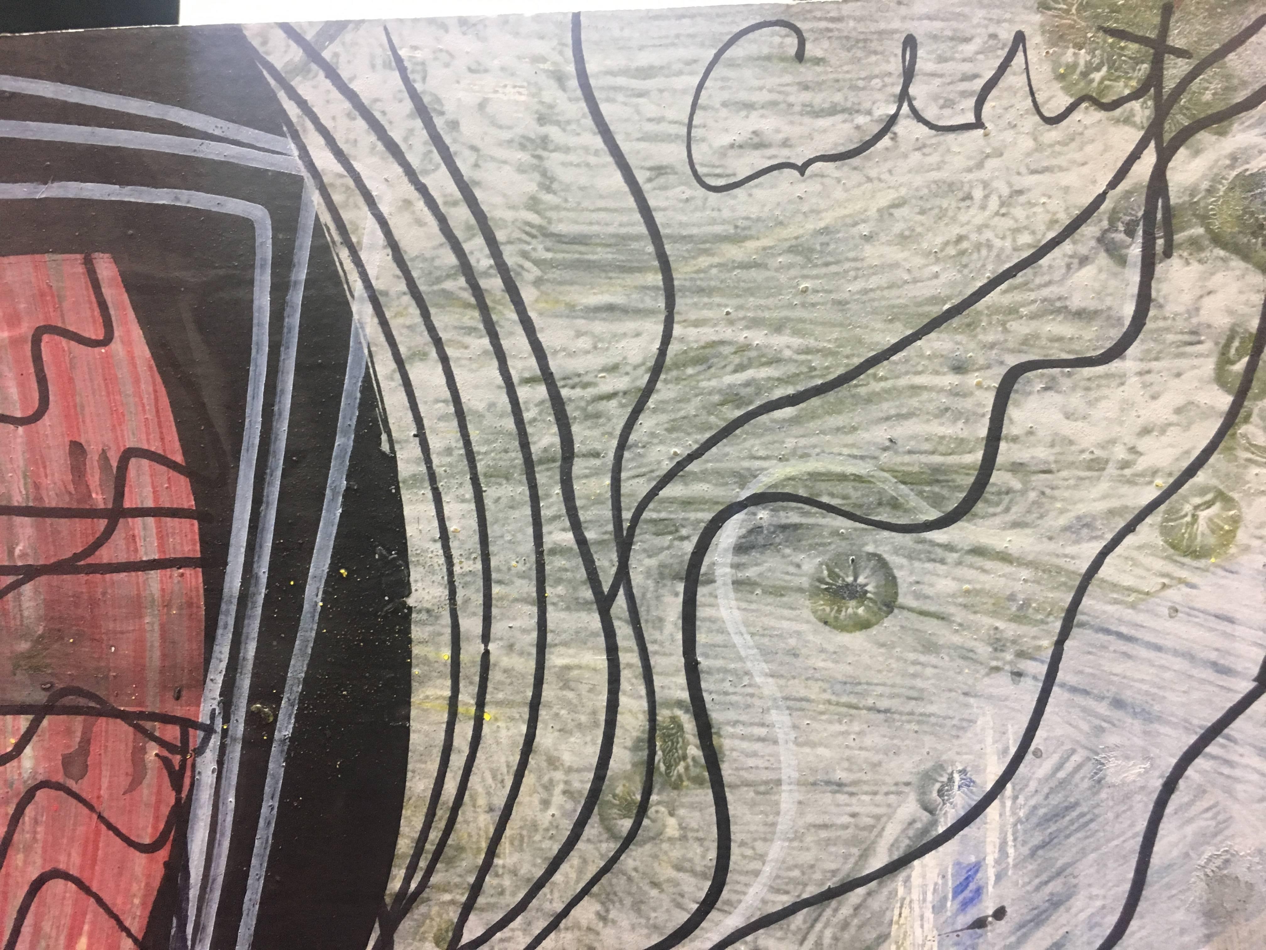 Caldentey abstract Red and Black original. neo-expressionist acrylic paper For Sale 1