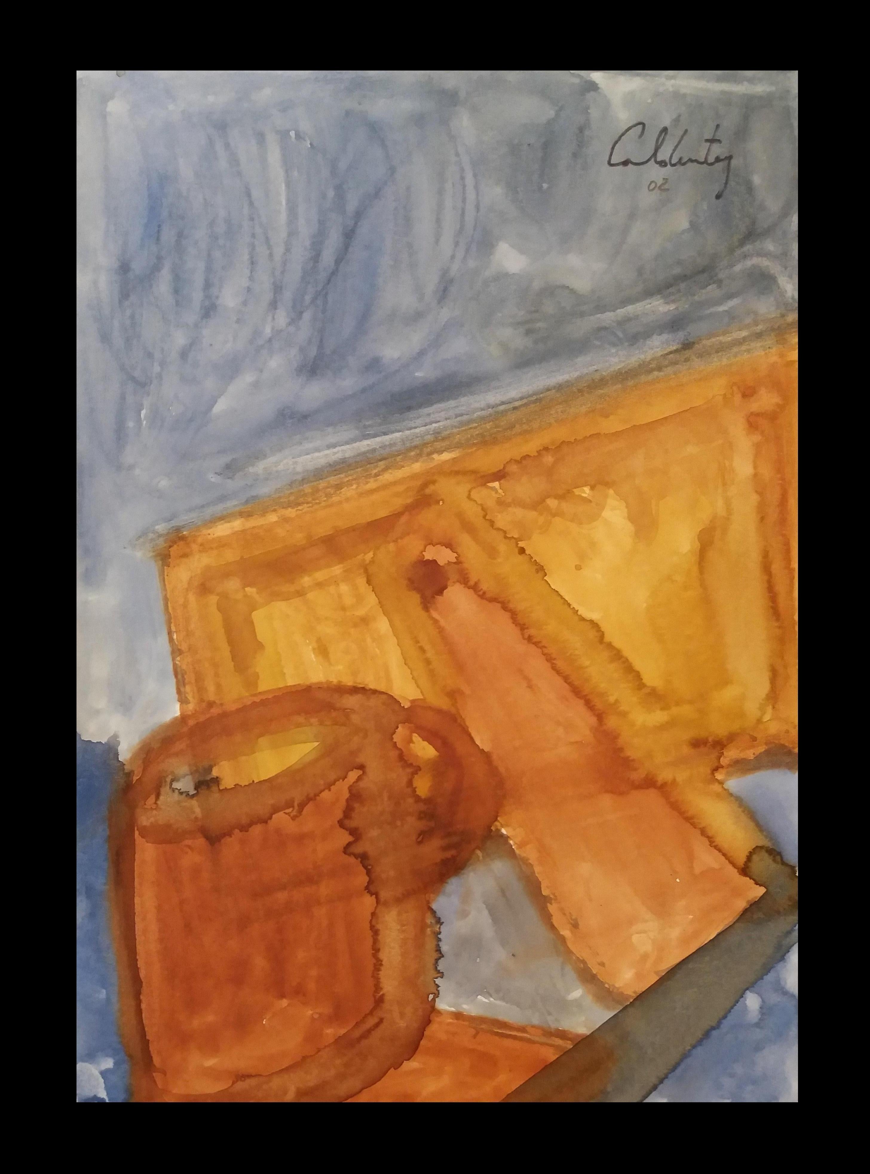 Abstract Painting Toni CALDENTEY - Caldentey  Peinture à l'aquarelle néo- figurative originale de Majorque
