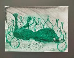 Bottiglie di Caldentey pittura acrilica originale neo-espressionista