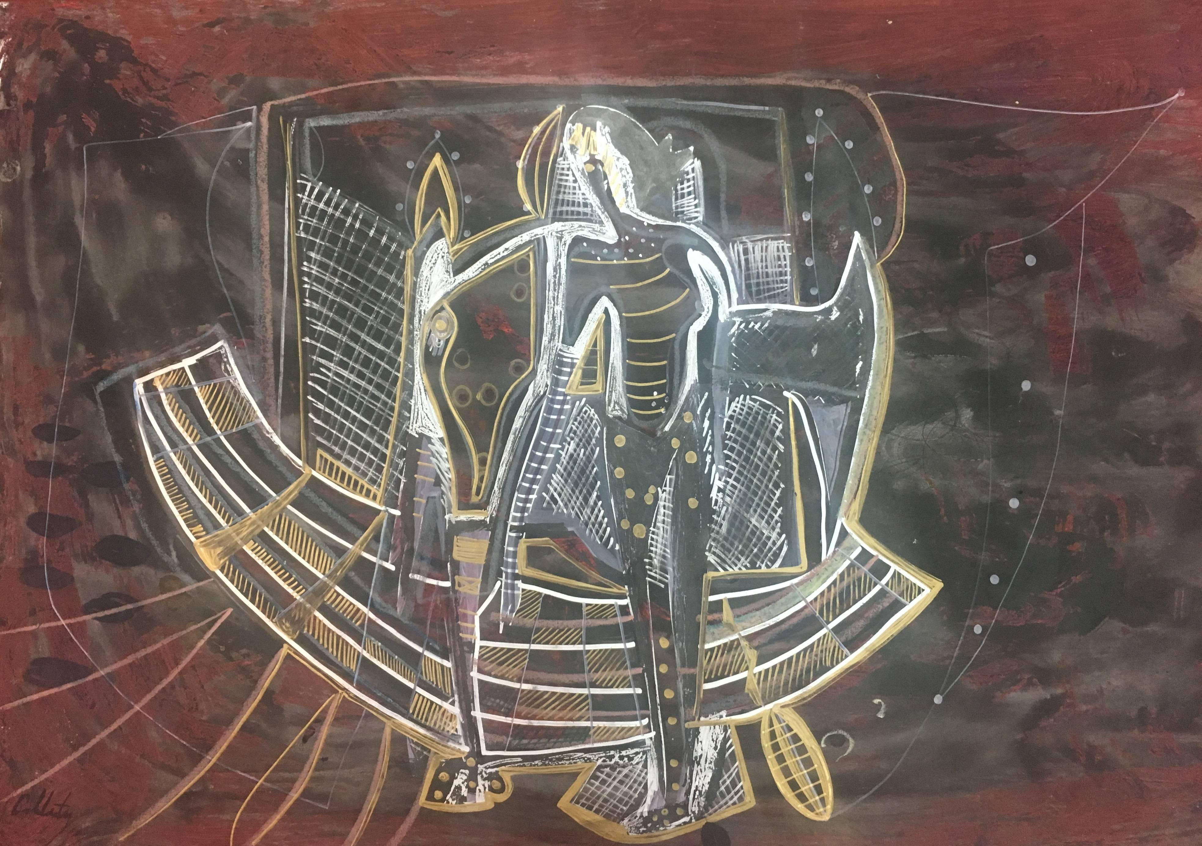 Caldentey.  Zeichen  Originales neoexpressionistisches Acrylgemälde – Painting von Toni CALDENTEY