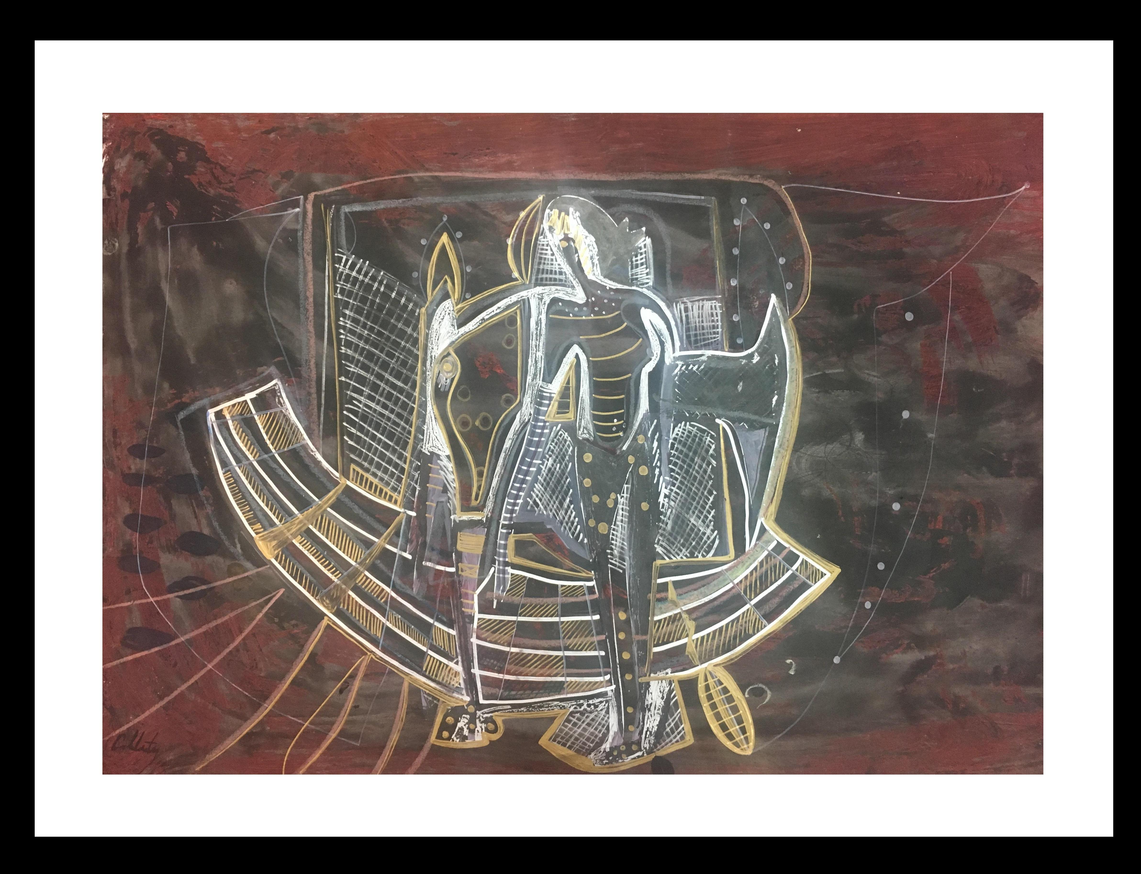 Caldentey. Characters original Neo-expressionist acrylic painting