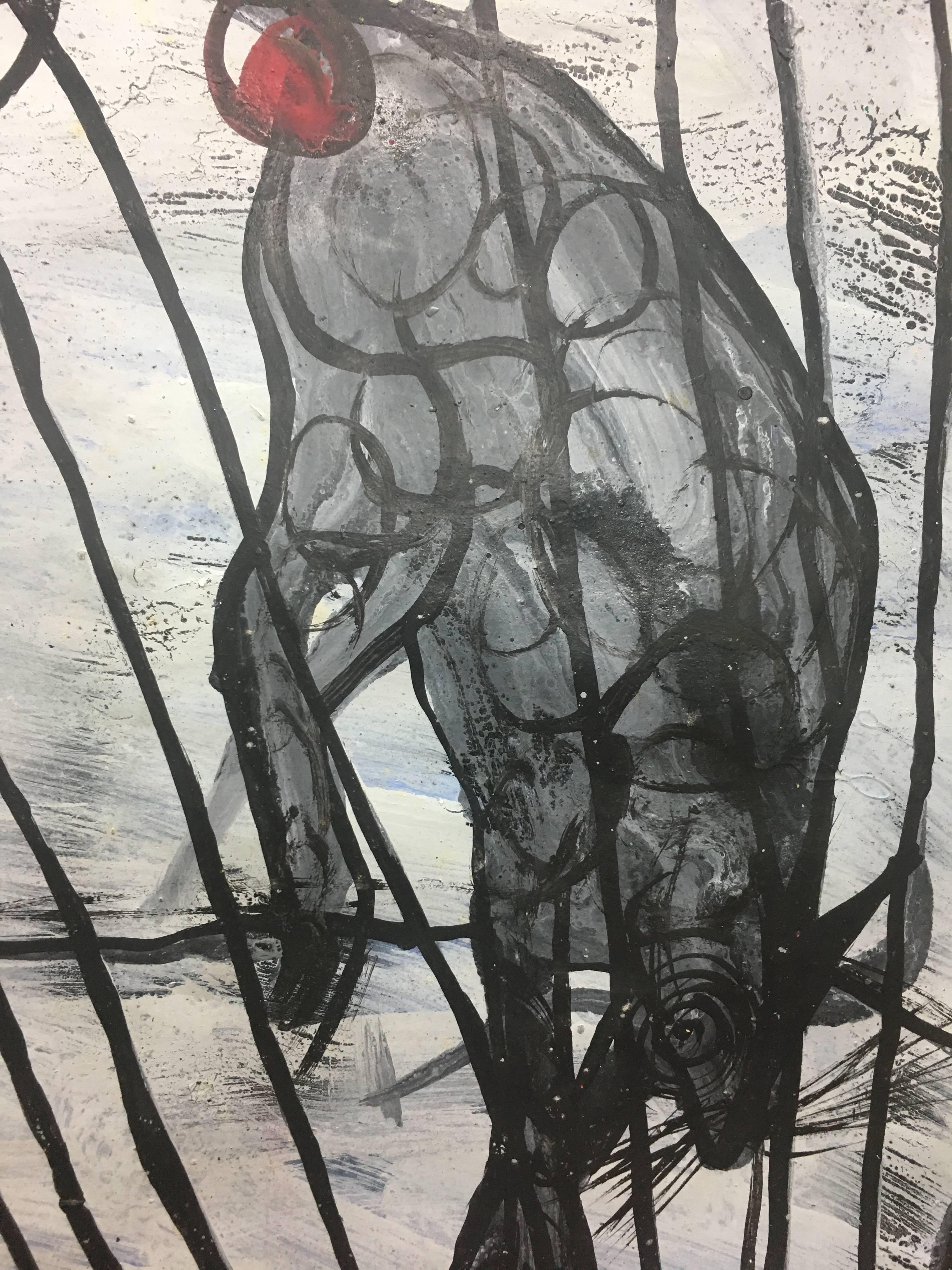 Caldentey  Zirkus  Originales neoexpressionistisches Acrylgemälde (Schwarz), Abstract Painting, von Toni CALDENTEY