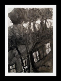 Bosque de Caldentey Mallorca pintura original neofigurativa en papel acuarela
