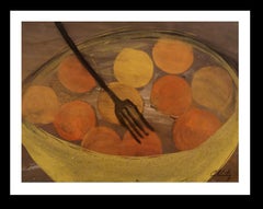 Caldentey Fruits original neo figurative acrylic paper painting