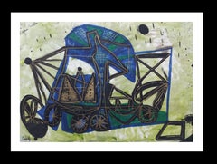 Caldentey Grün Original Neoexpressionistisches Acrylpapier-Gemälde