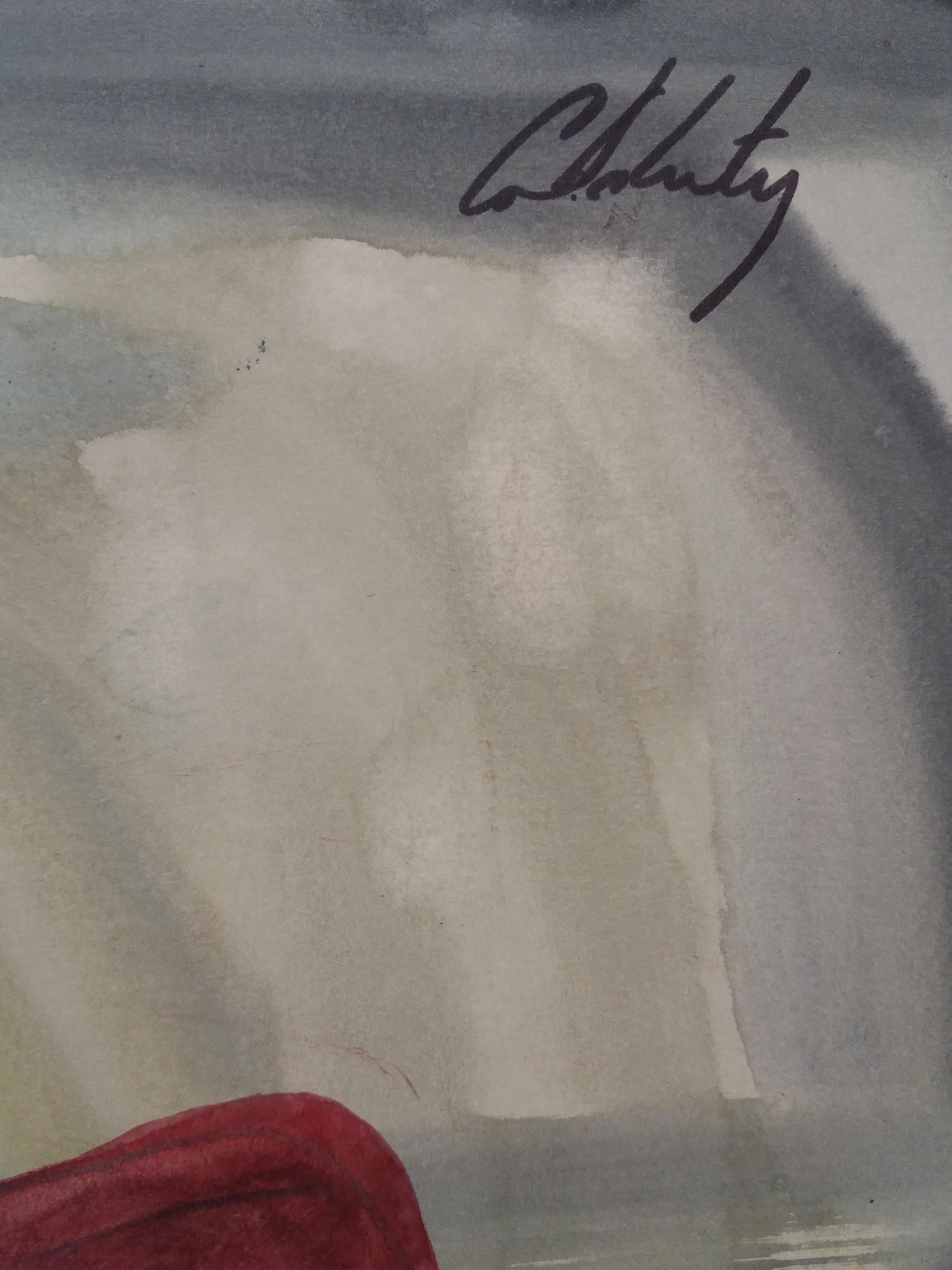 Caldentey  Mallorca pintura original neofigurativa en papel acuarela - Painting Neoexpresionista de Toni CALDENTEY