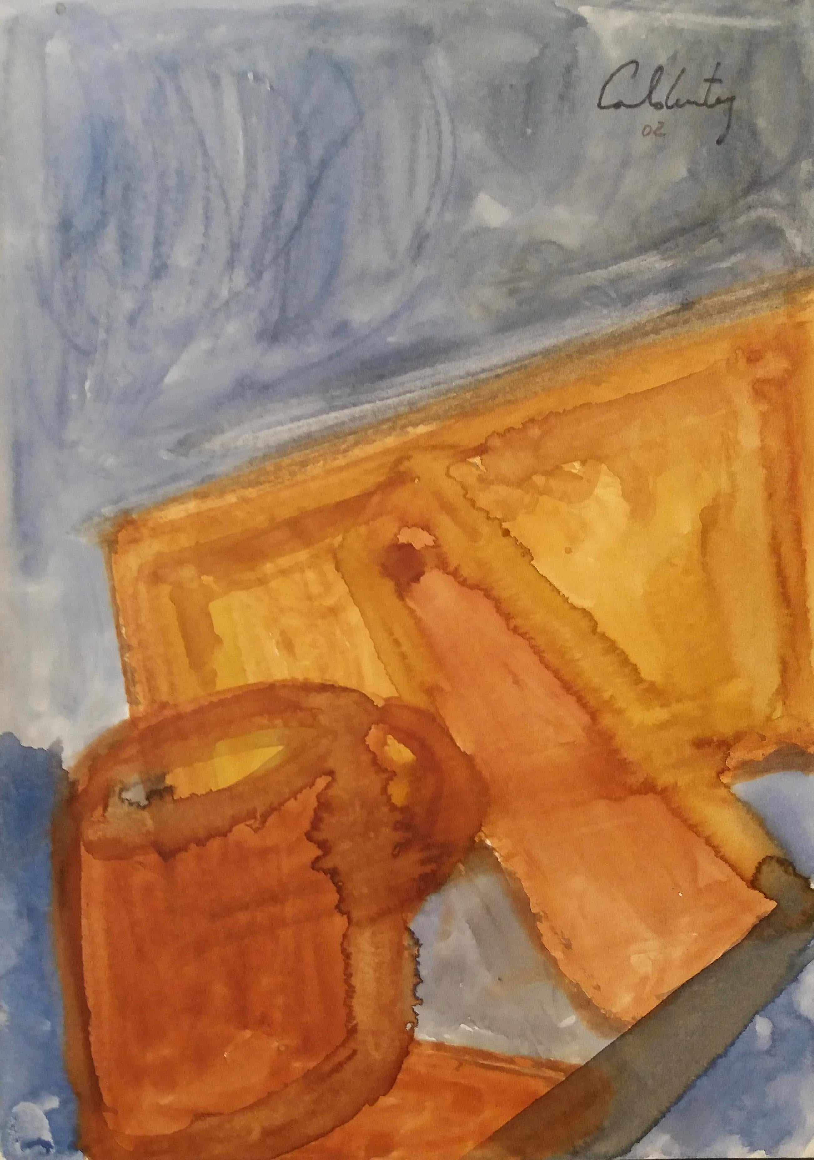 Caldentey  Mallorca original neo figurative watercolor paper painting - Neo-Expressionist Painting by Toni CALDENTEY