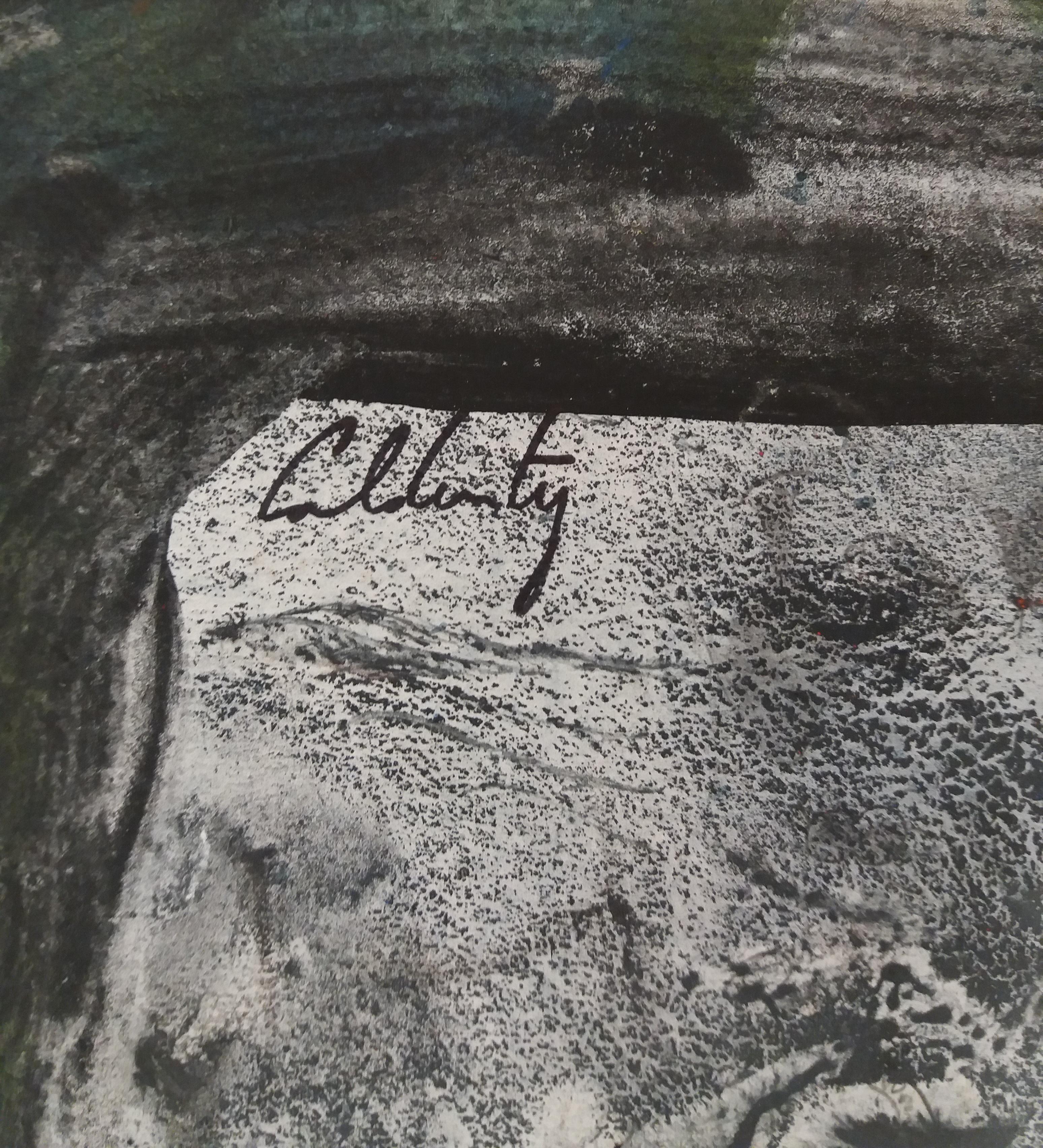 Caldentey  Mallorca pintura original neofigurativa en papel acuarela - Abstract Painting Negro de Toni CALDENTEY