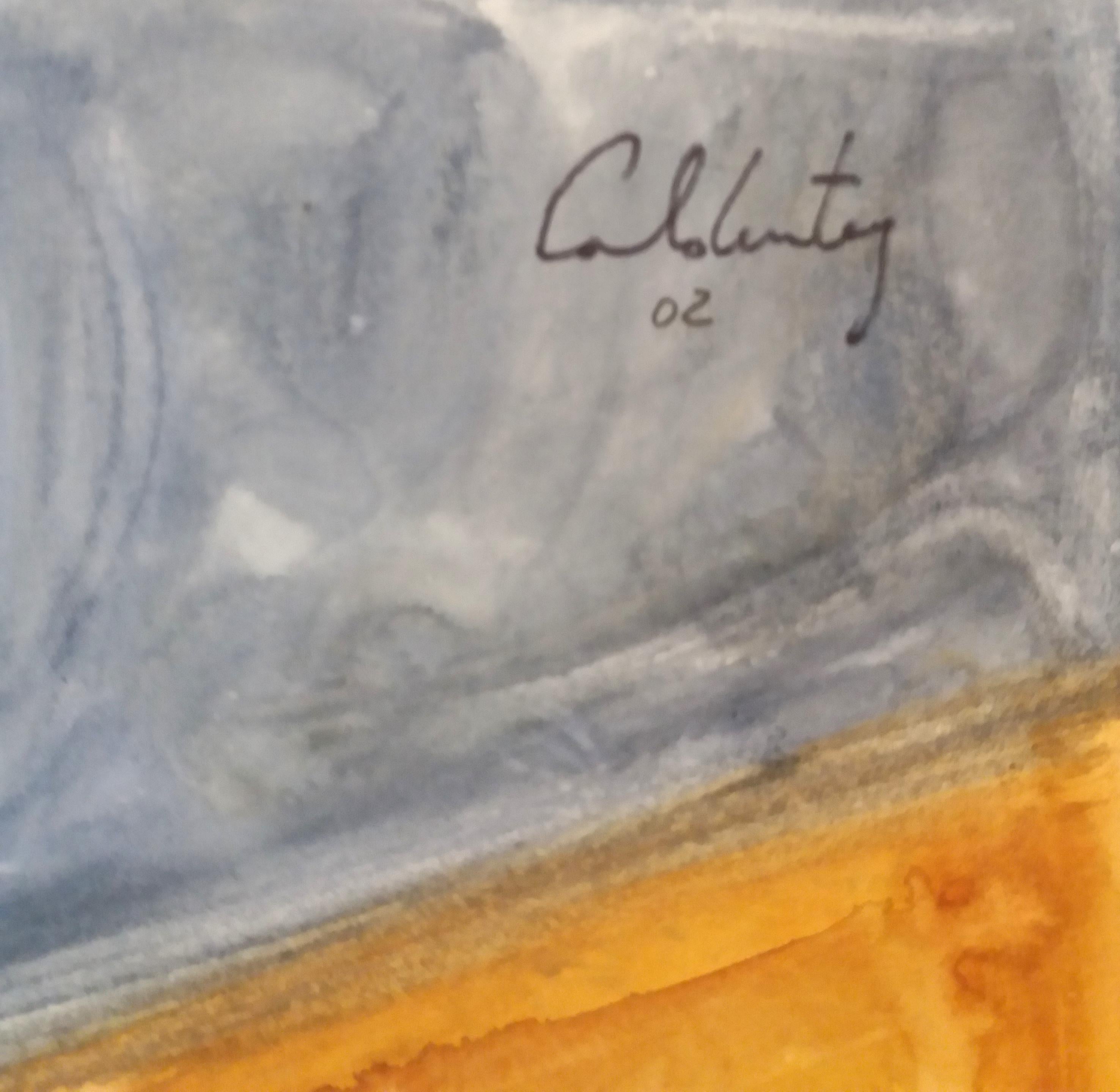 Caldentey  Mallorca original neo figurative watercolor paper painting - Black Abstract Painting by Toni CALDENTEY