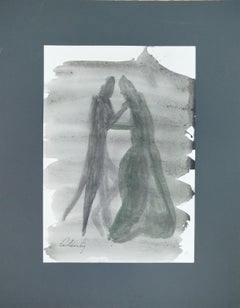Caldentey   Mallorca original neo figurative watercolor paper painting
