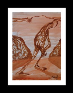 Caldentey   Mallorca pintura original neofigurativa en papel acuarela