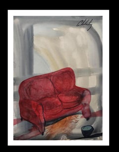 Caldentey  Mallorca pittura originale neo figurativa su carta acquerellata