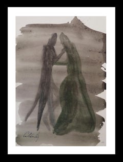 Caldentey   Mallorca pittura originale neo figurativa su carta acquerellata