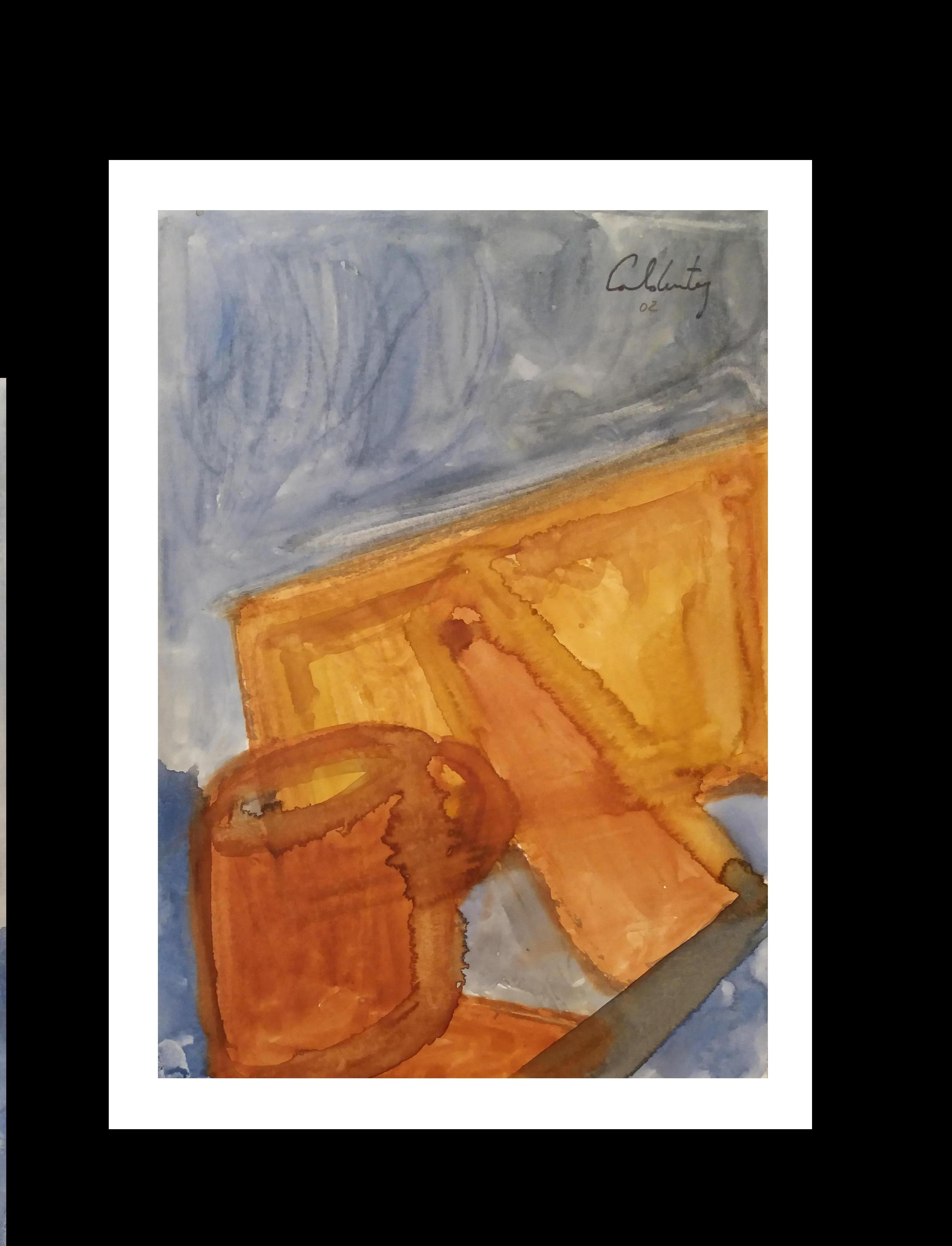 Caldentey  Mallorca pittura originale neo figurativa su carta acquerellata