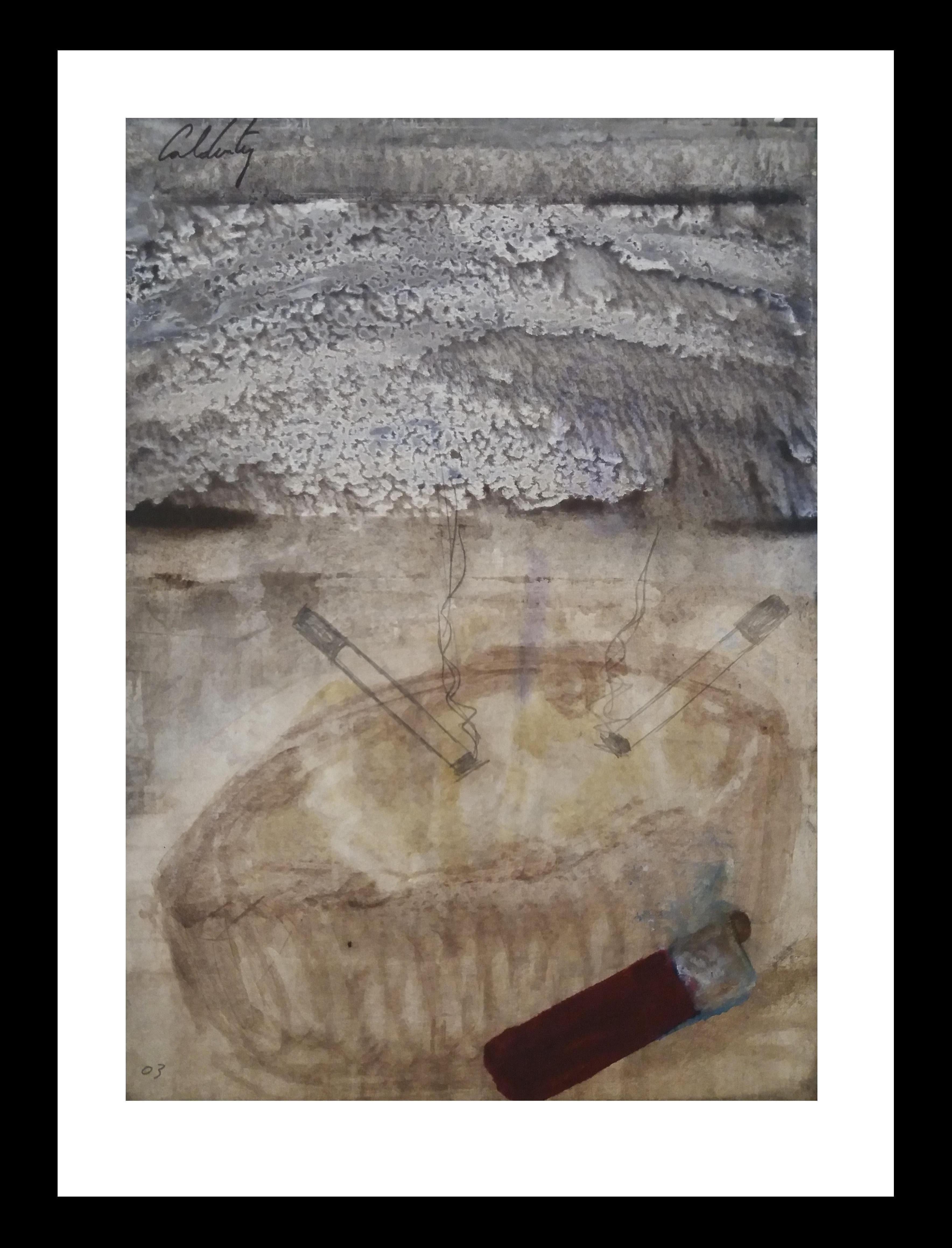 Toni CALDENTEY Abstract Painting - Caldentey   Mallorca original neo figurative watercolor paper painting