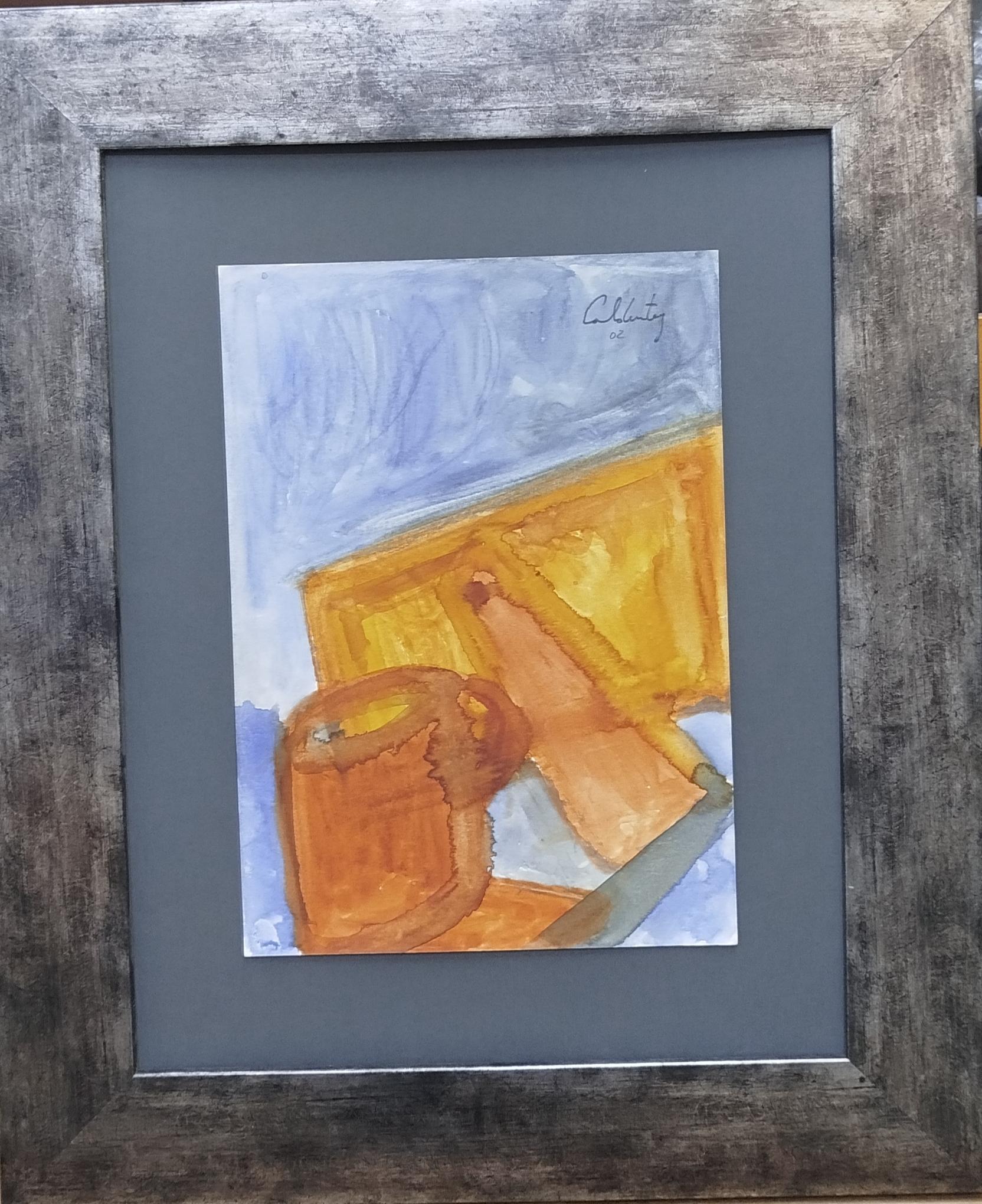 Toni CALDENTEY Abstract Painting – Caldentey  Originales figuratives Aquarell-Papiergemälde von Mallorca