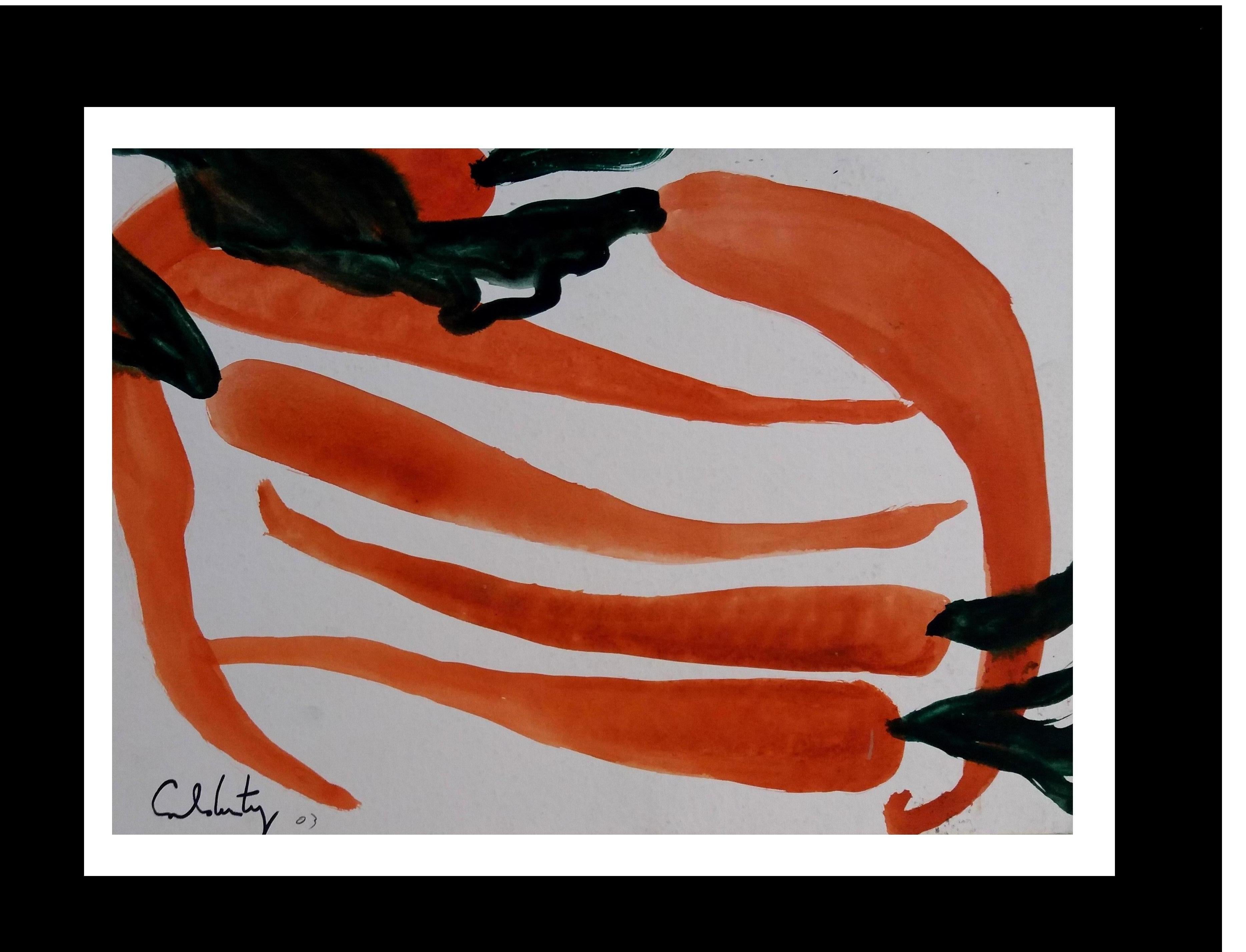Toni CALDENTEY Figurative Painting - Caldentey Mallorca original neo figurative watercolor paper painting