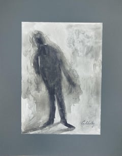 Caldentey  Hombre  Mallorca pintura original neofigurativa en papel acuarela