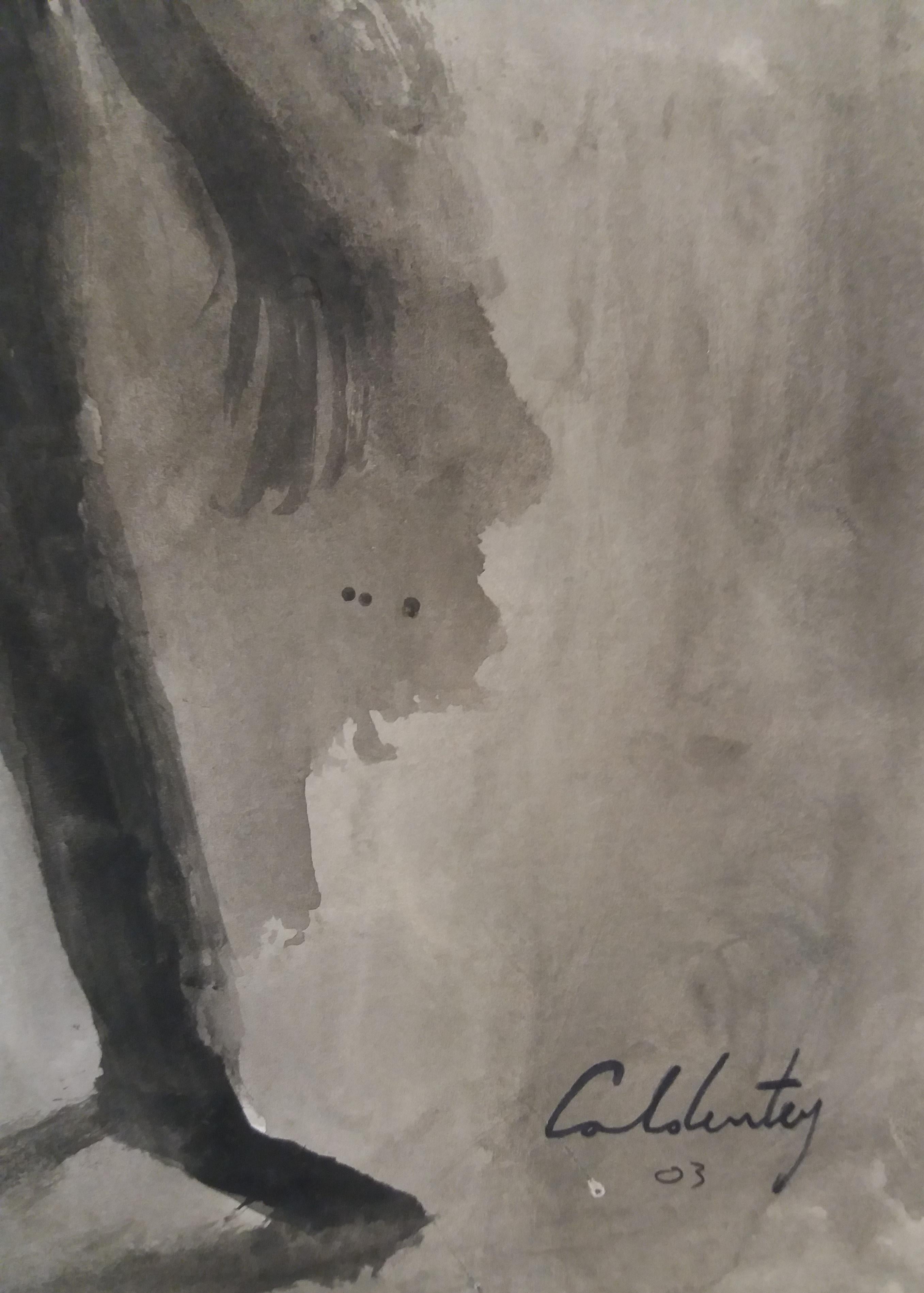Caldentey  Hombre  Mallorca pintura original neofigurativa en papel acuarela - Painting Neoexpresionista de Toni CALDENTEY