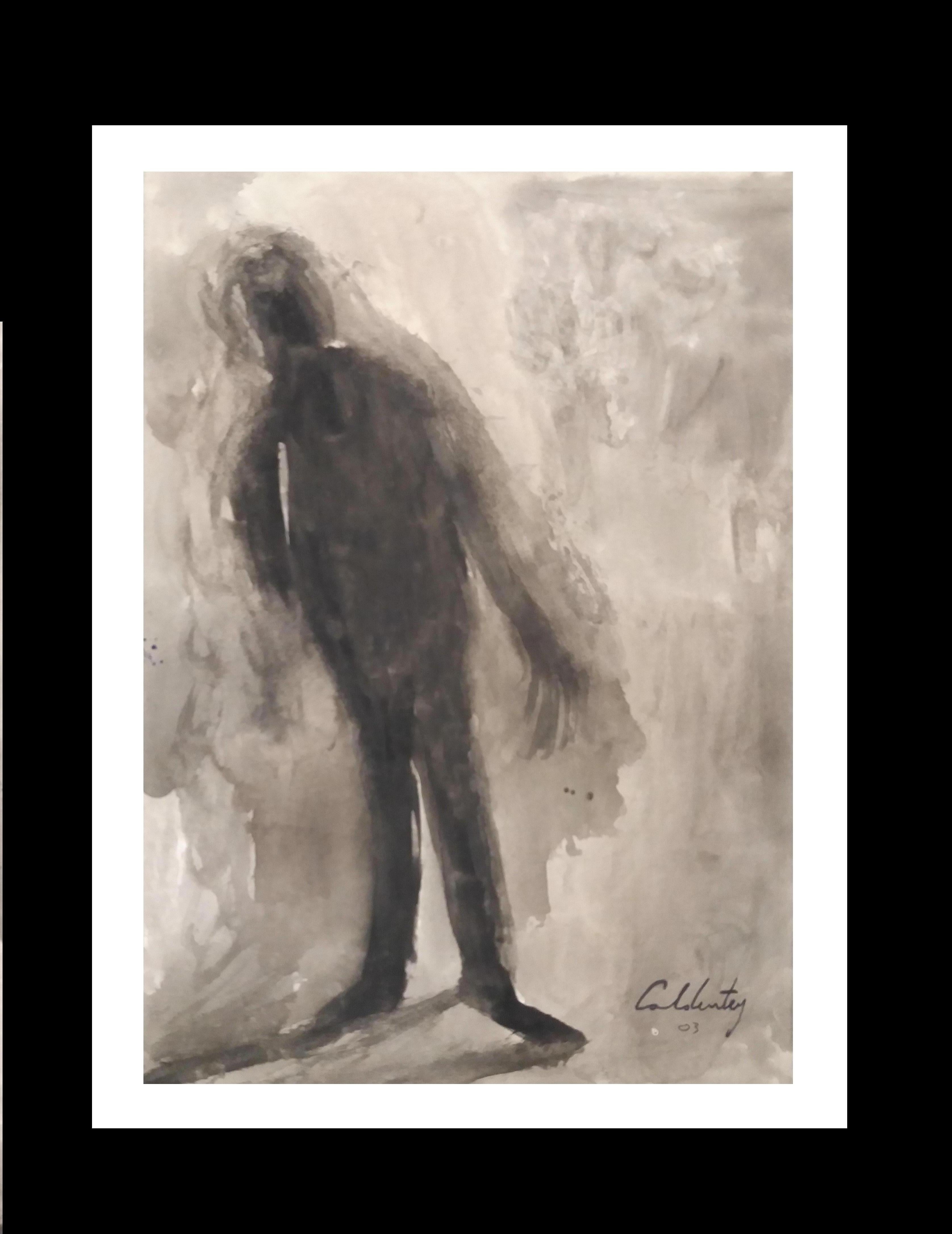 Caldentey  Hombre  Mallorca pintura original neofigurativa en papel acuarela