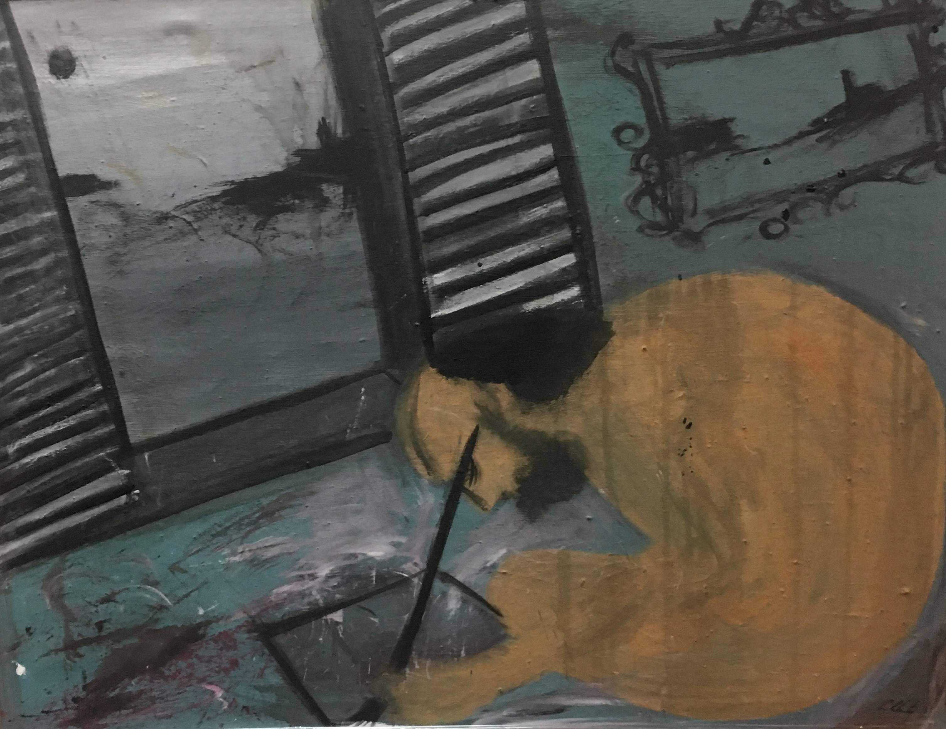 Caldentey  Paris Character original neo-expressionist  acrylic painting- 2014 - Neo-Expressionist Painting by Toni CALDENTEY