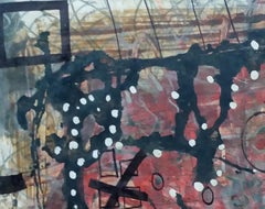 Caldentey  Red Black original neo expressionist acrylic painting