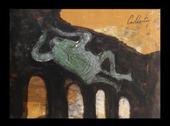 Caldentey série Mallorca - Peinture originale néo- figurative en papier acrylique