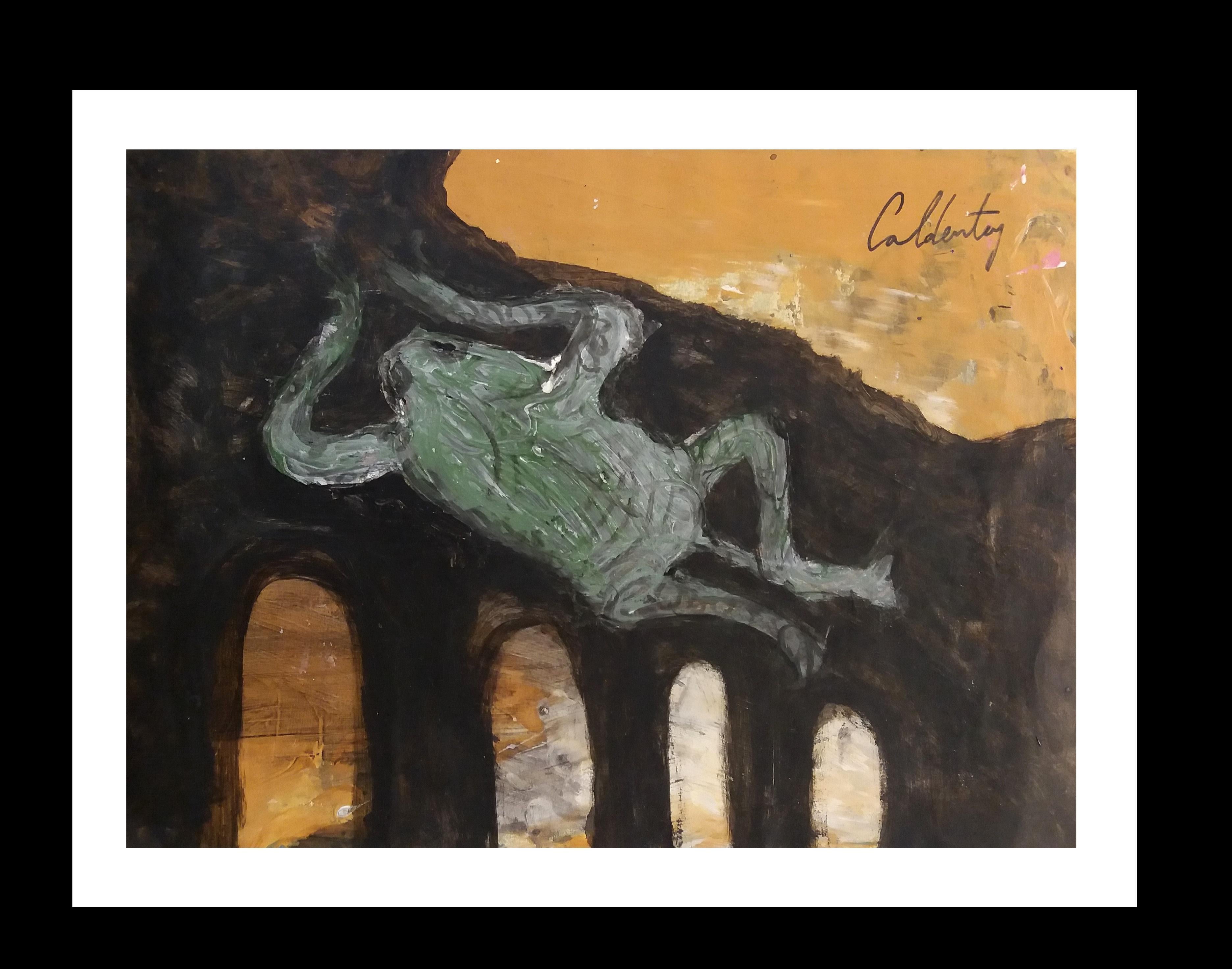Toni CALDENTEY Abstract Painting - Caldentey serie Mallorca original neo figurative acrylic paper painting