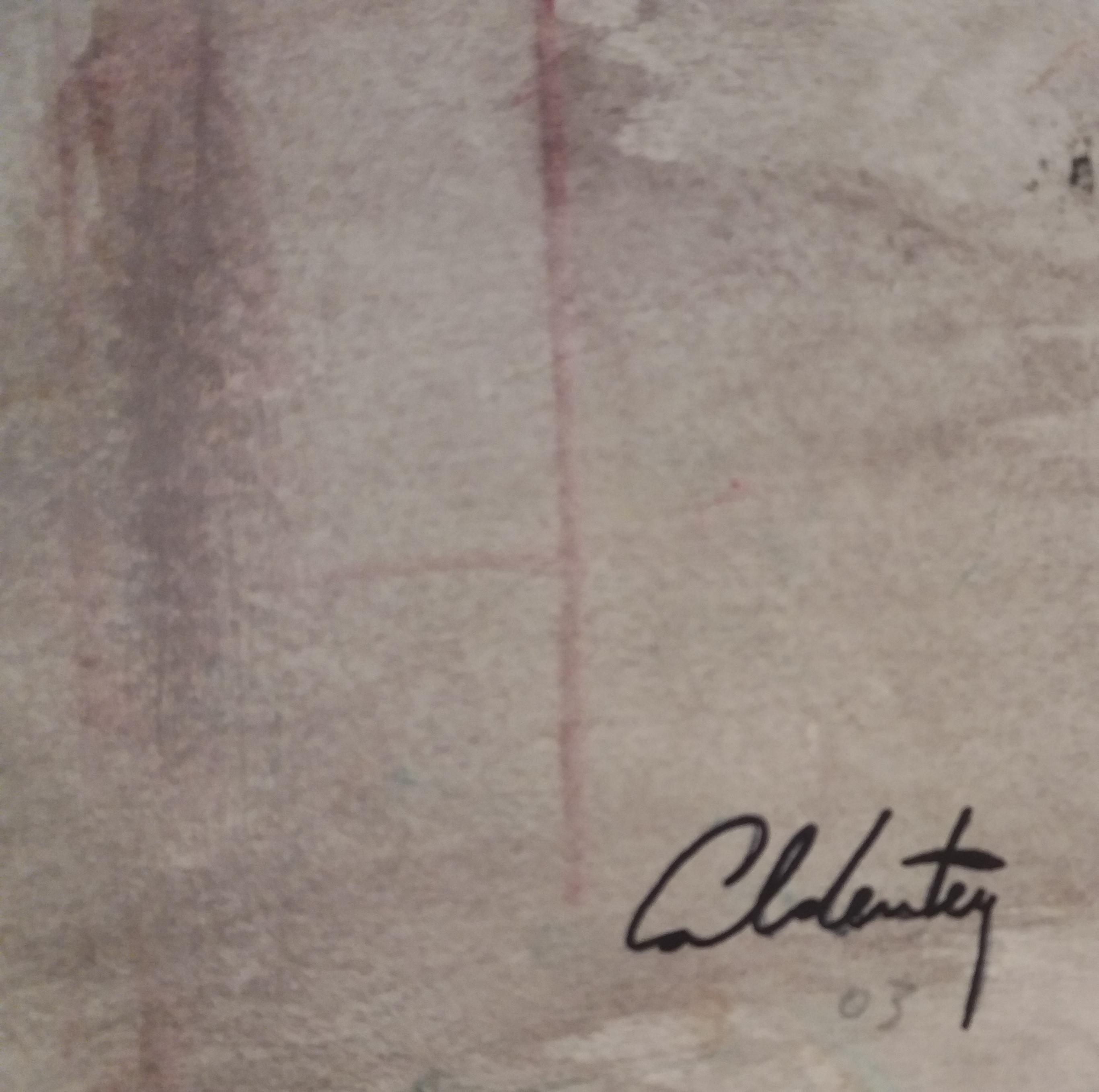 Caldentey  Serie Mallorca pintura original en papel acuarela Neo Figurativa - Figurative Painting Gris de Toni CALDENTEY