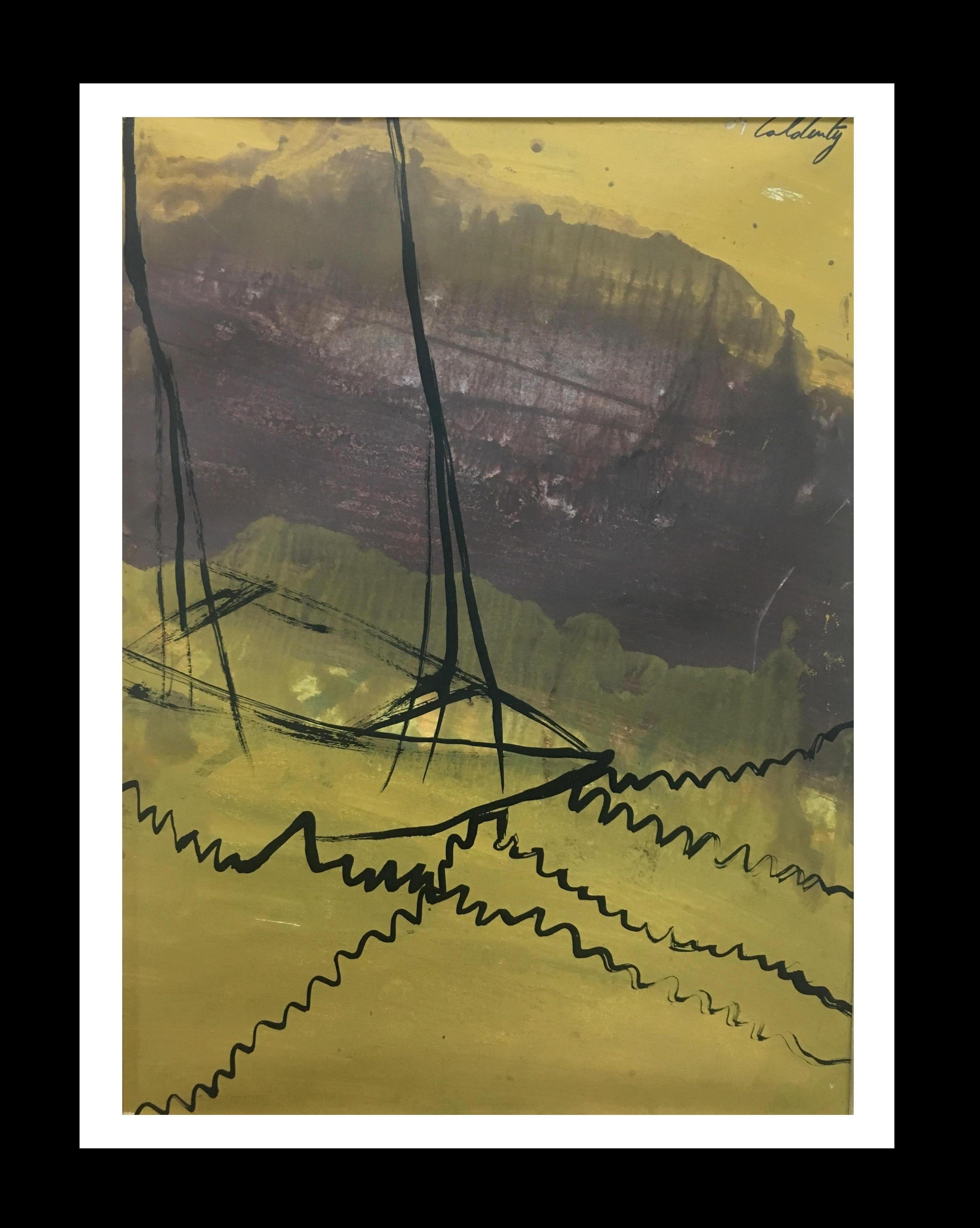 Abstract Painting de Toni CALDENTEY - Caldentey   Pequeño acrílico neoexpresionista original verde y negro