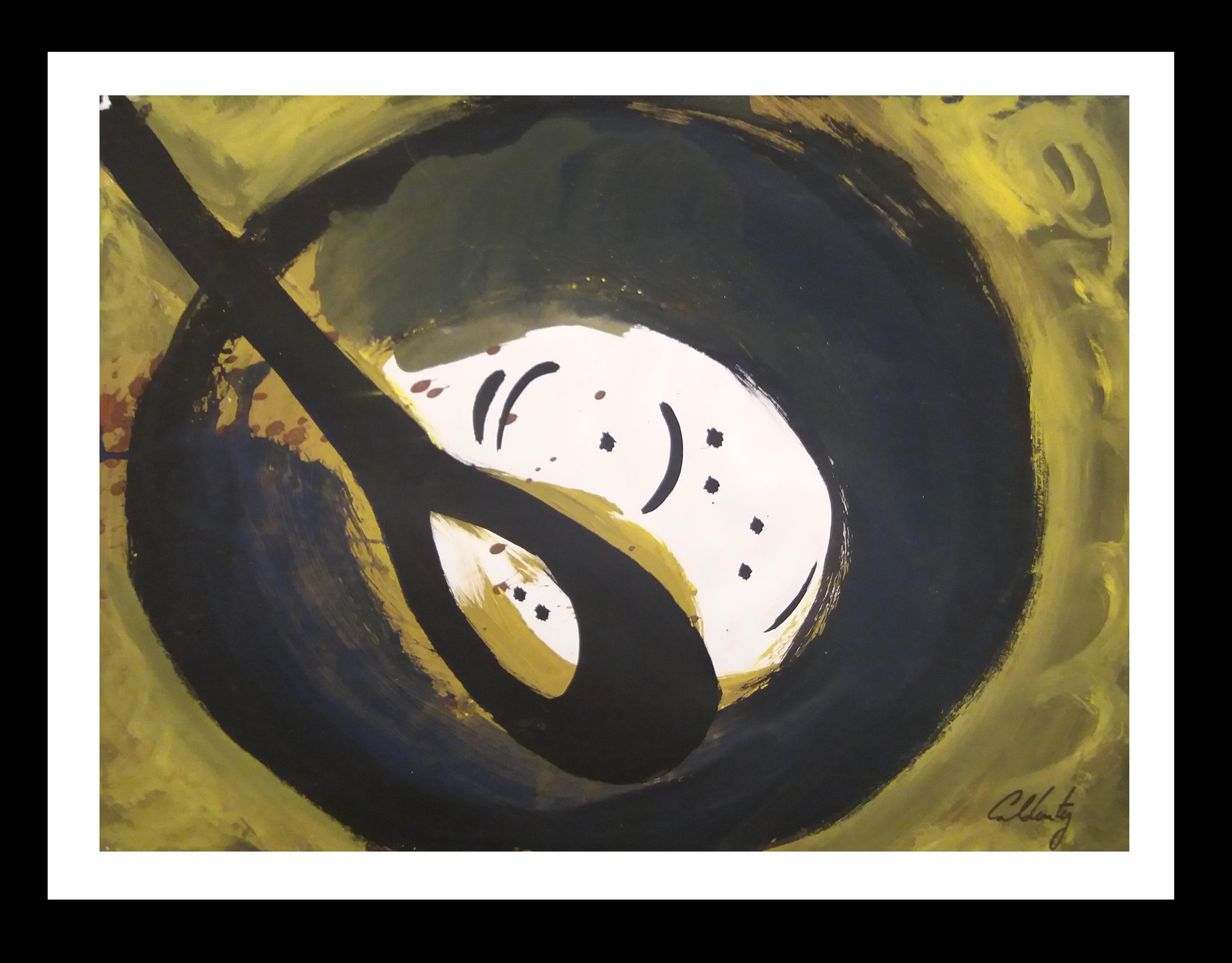 Toni CALDENTEY Abstract Painting - Caldentey   Spoon and Plate original neo figurative acrylic paper