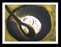 Caldentey   Spoon and Plate original neo figurative acrylic paper