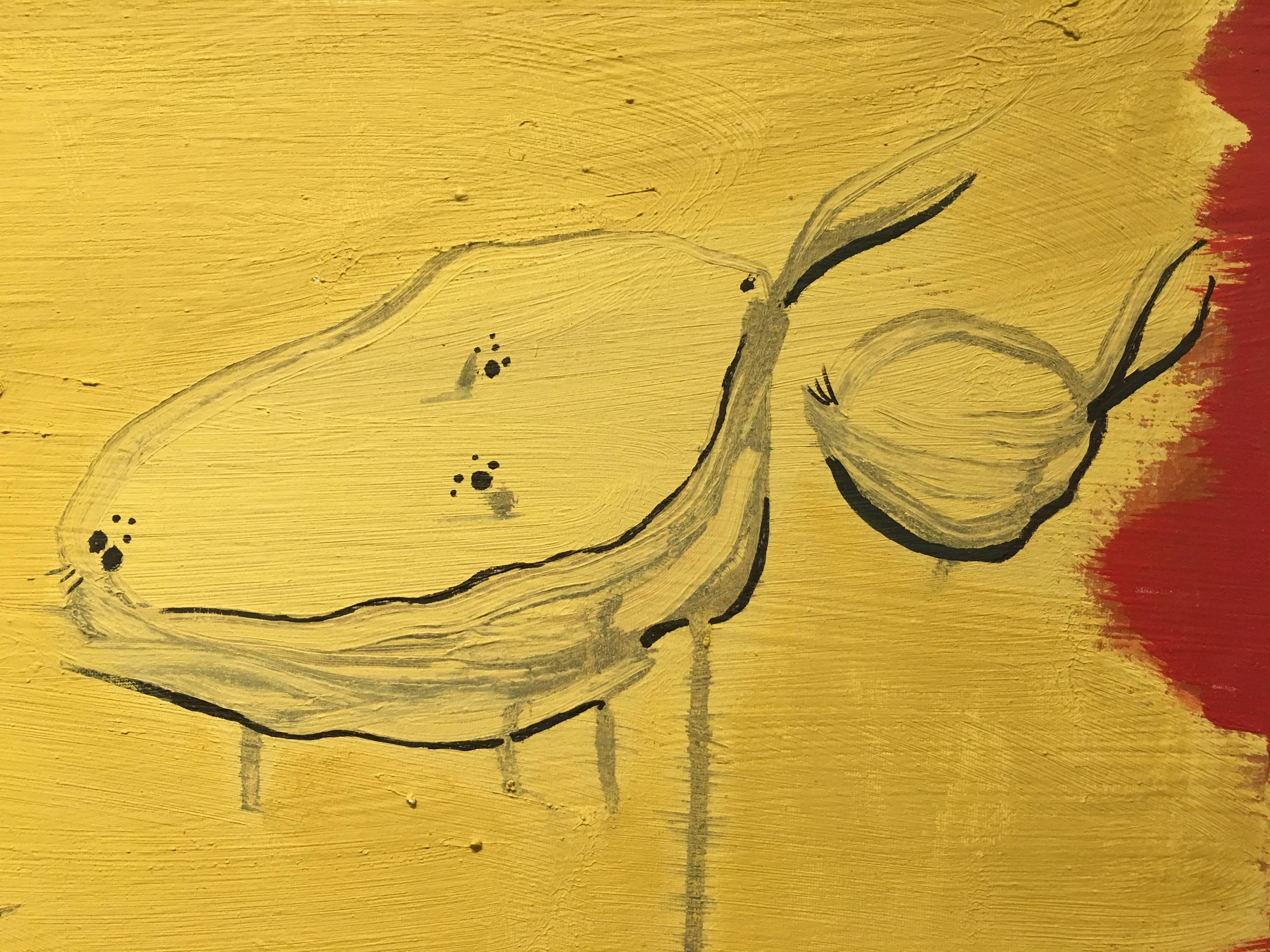 Caldentey  Vertical  Gold and Black  Yellow  original. neo-expressionist For Sale 1