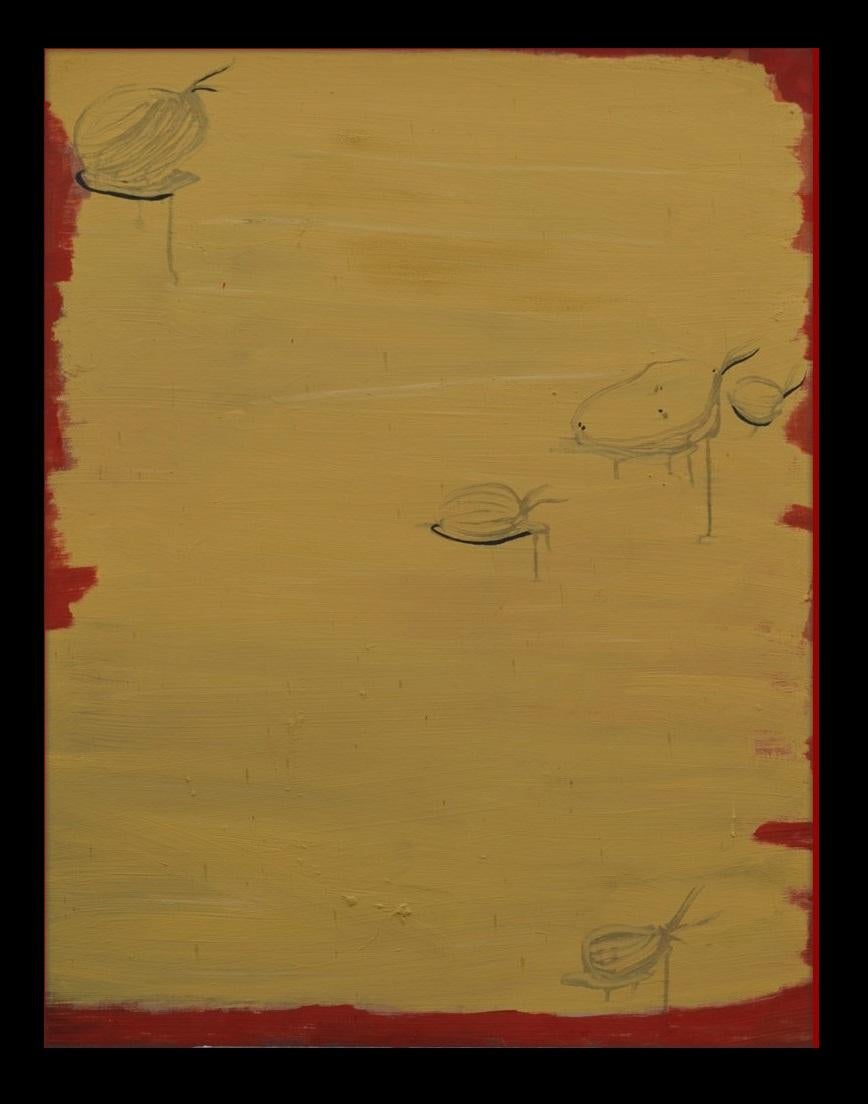Toni CALDENTEY Abstract Painting - Caldentey  Vertical  Gold and Black  Yellow  original. neo-expressionist