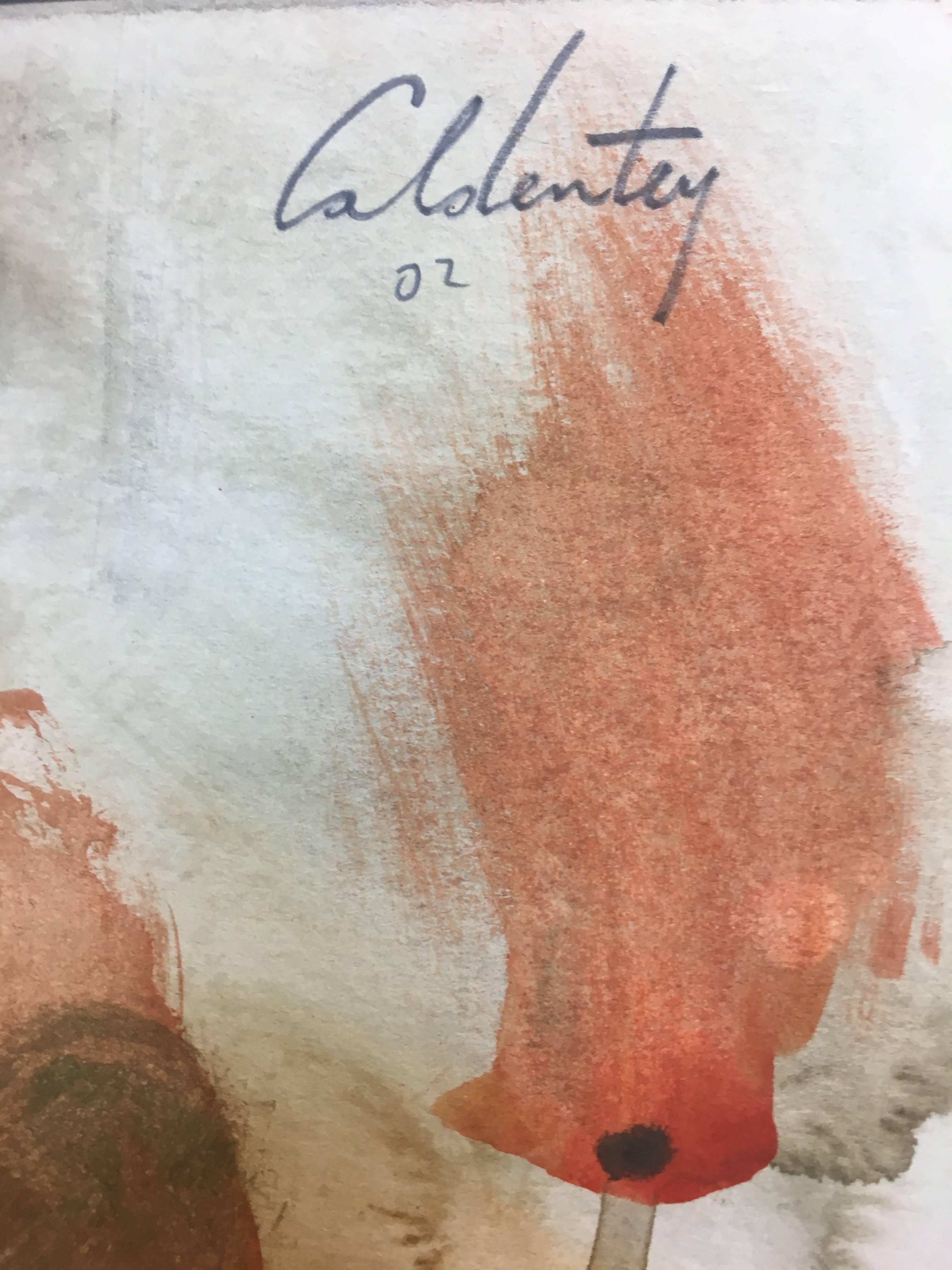 Caldentey  Vertical   Ocher  Golden  original neo-expressionist acrylic - Abstract Painting by Toni CALDENTEY