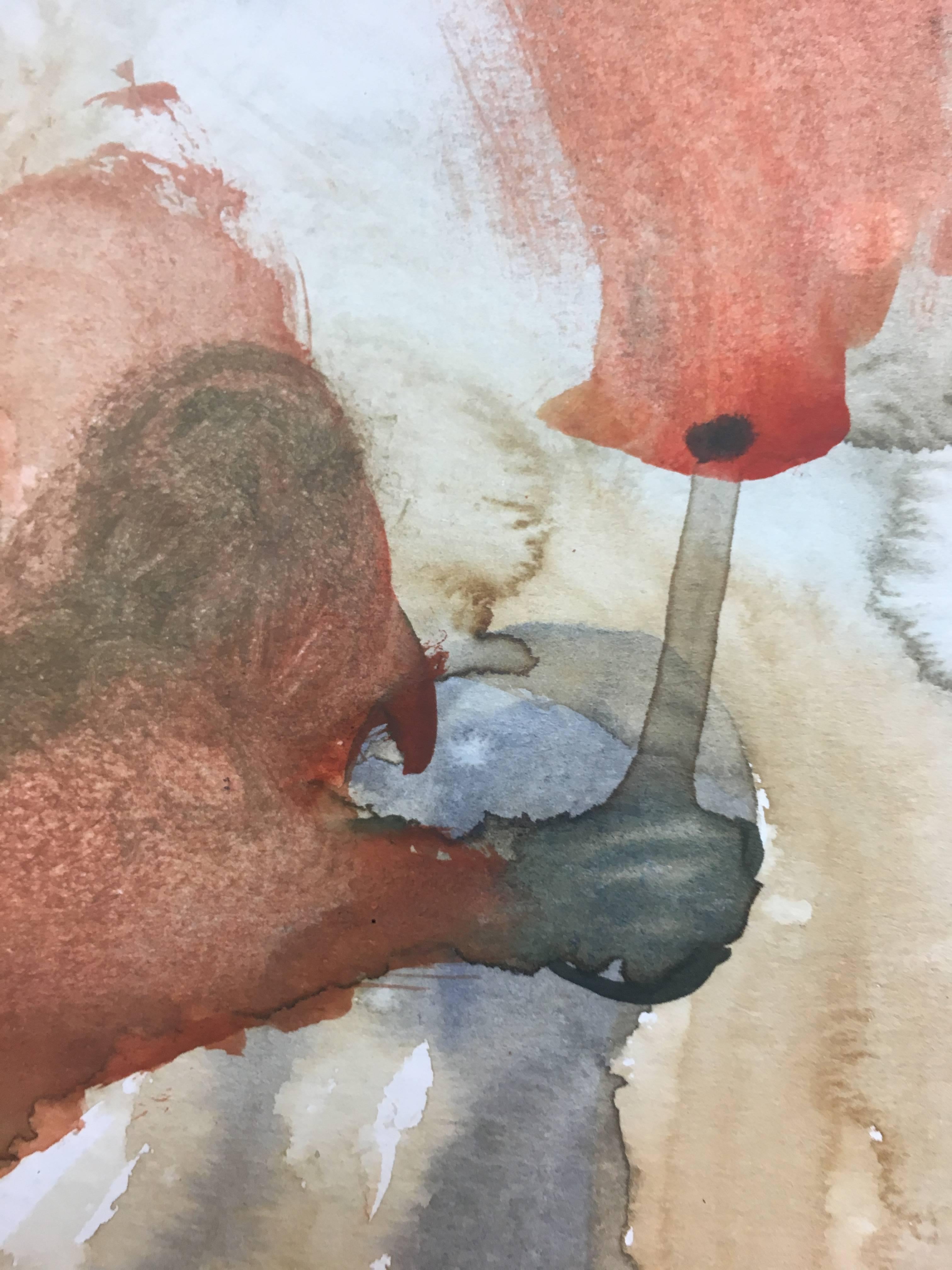 Caldentey  Vertical   Ocher  Golden  original neo-expressionist acrylic - Beige Abstract Painting by Toni CALDENTEY