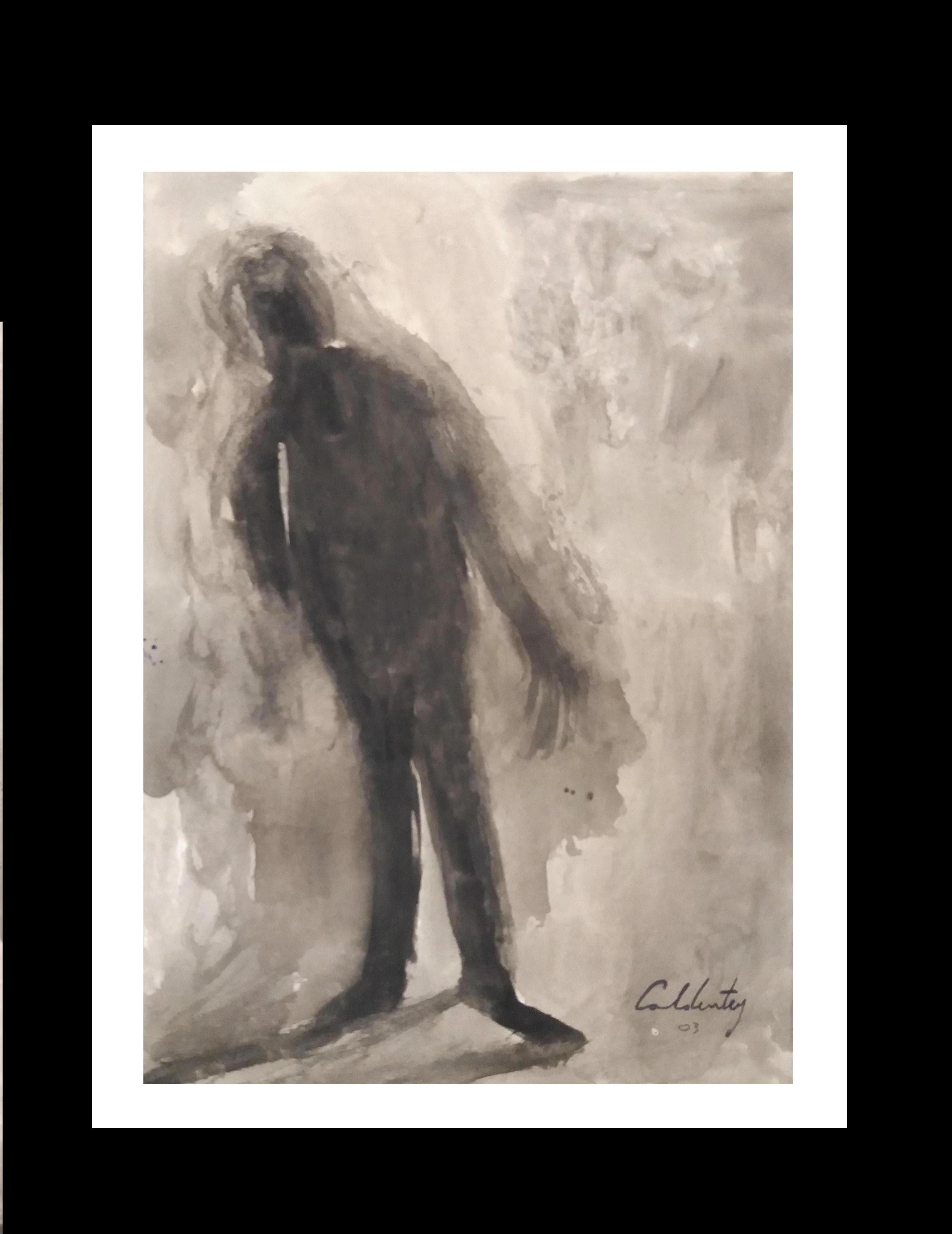 Toni CALDENTEY Figurative Painting - Caldentey Man  Mallorca original neo figurative watercolor paper painting