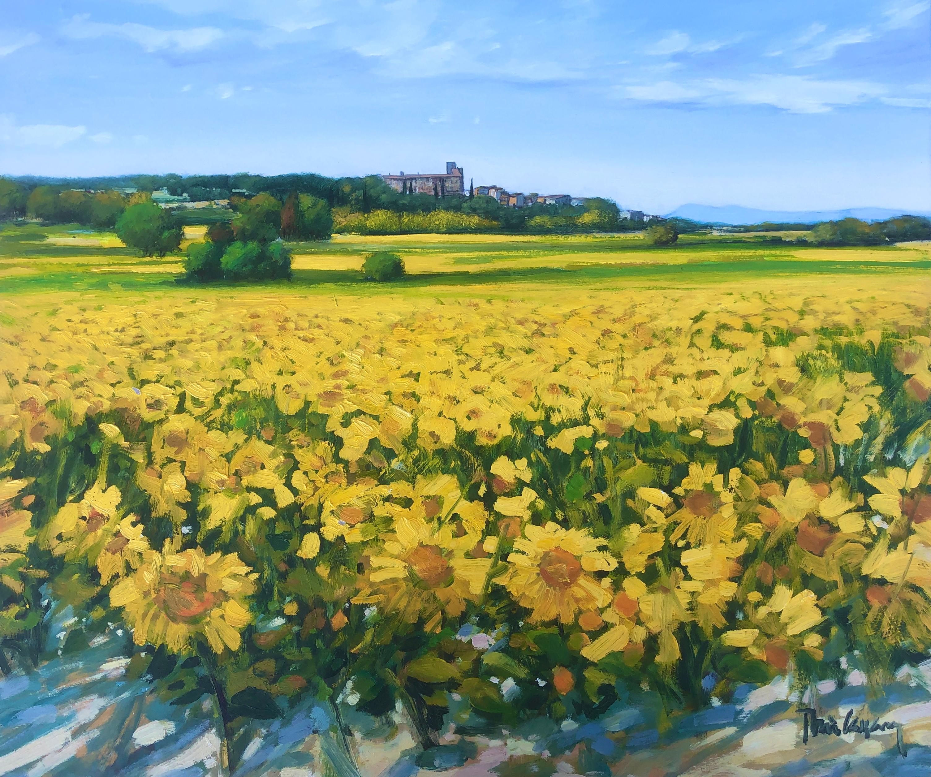 sunflowers Emporda castle Spain oil on canvas spanish landscape