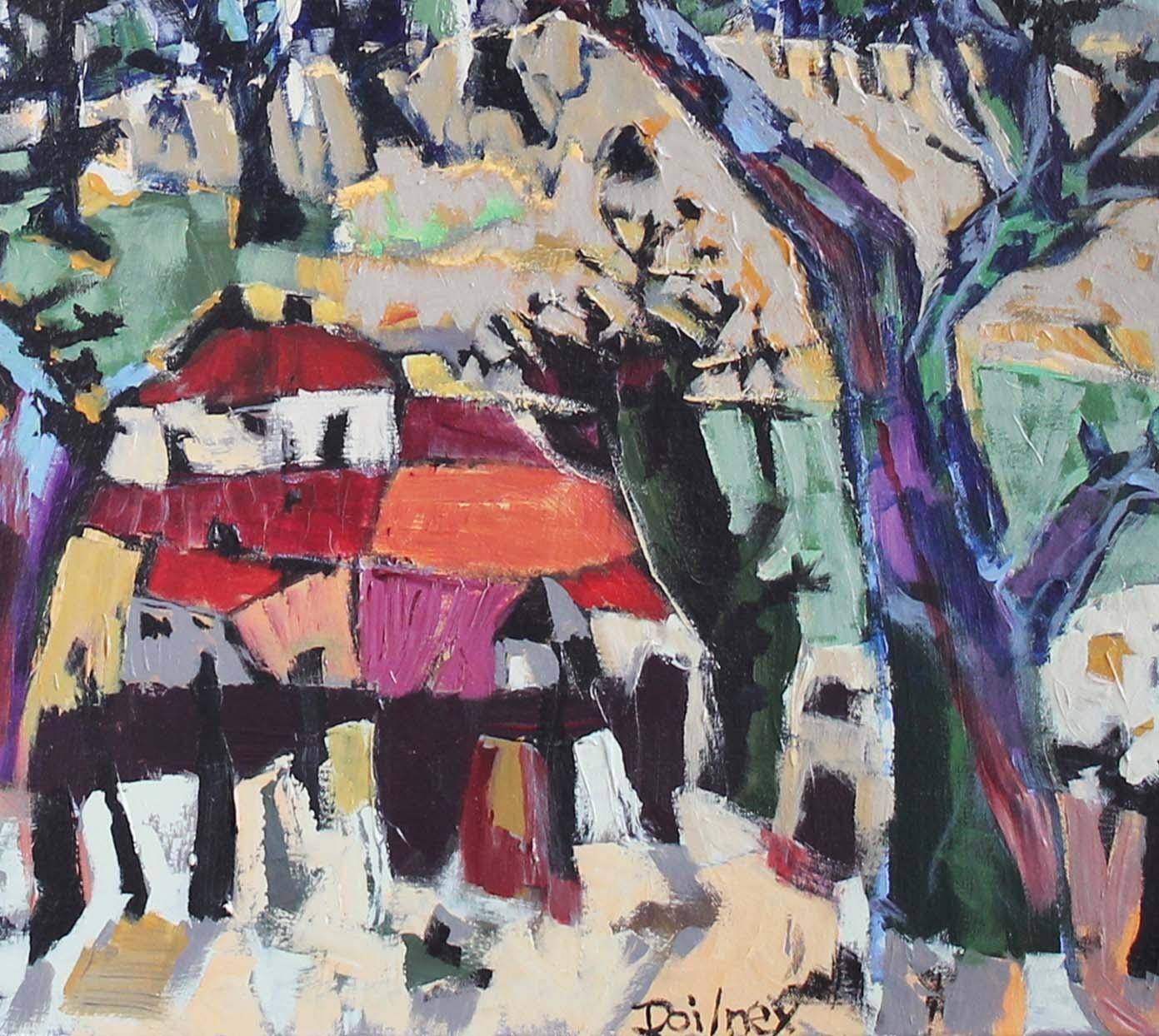 Ranch (Grau), Abstract Painting, von Toni Doilney