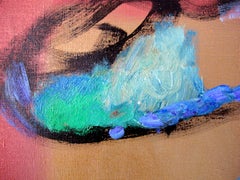 Sunset in Tel Aviv, Expressionist Oil on Linen, Rose and Green, Bold Colours